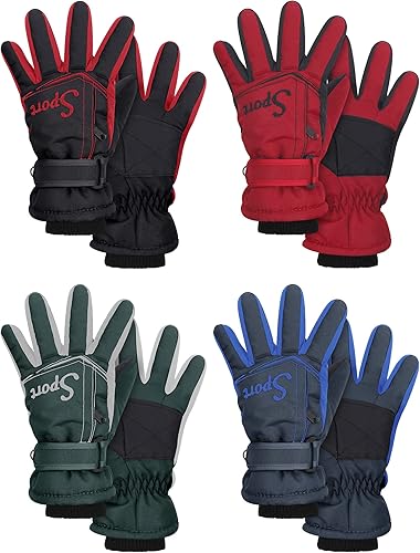 4 pares de guantes de nieve de invierno para niños guantes de esquí impermeables para niños guantes de invierno cálidos a prueba de viento para