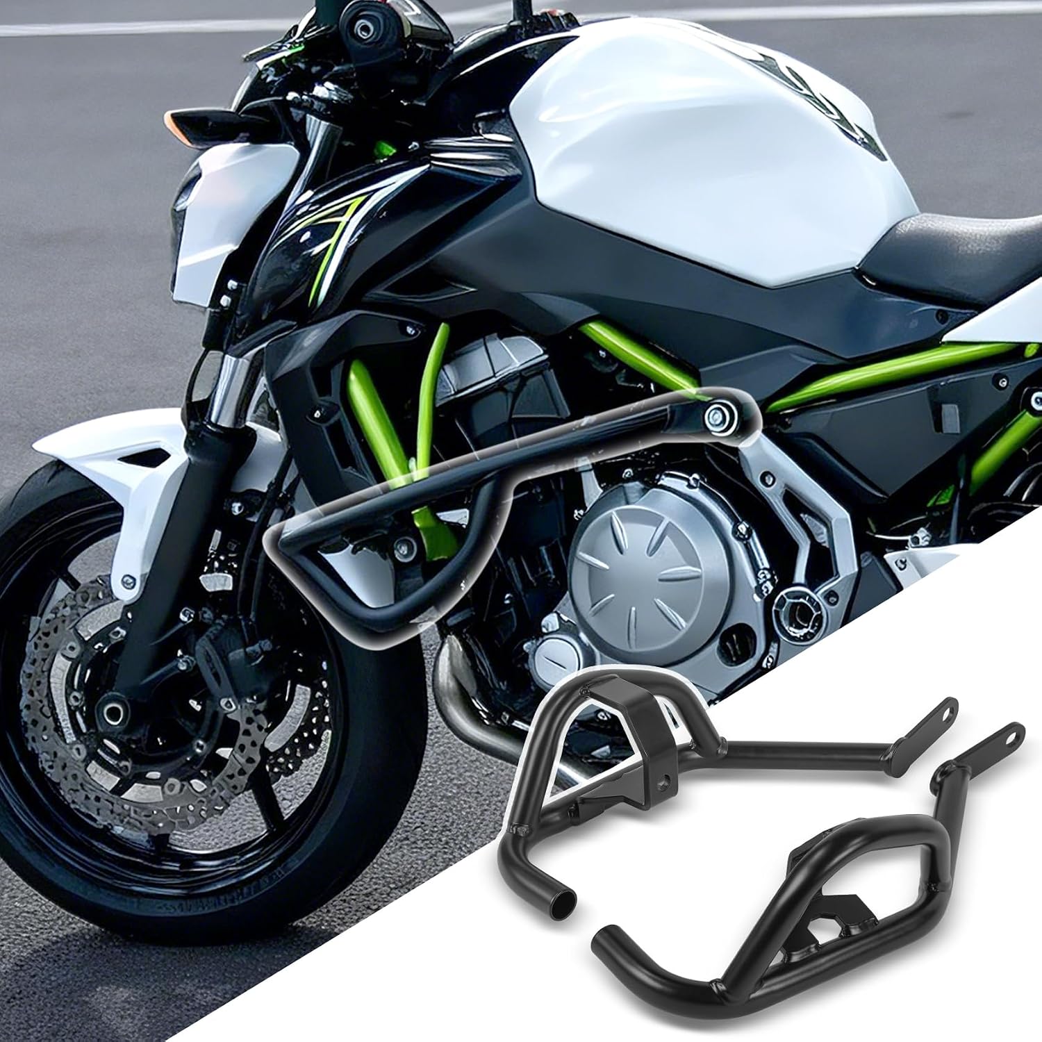 Motorcycle Crash Bars Subcage Engine Guard Bumper for Z650 2017 2018 2019 2020 2021 2022 2023 2024 2025 Body Frame Falling Protector, Black
