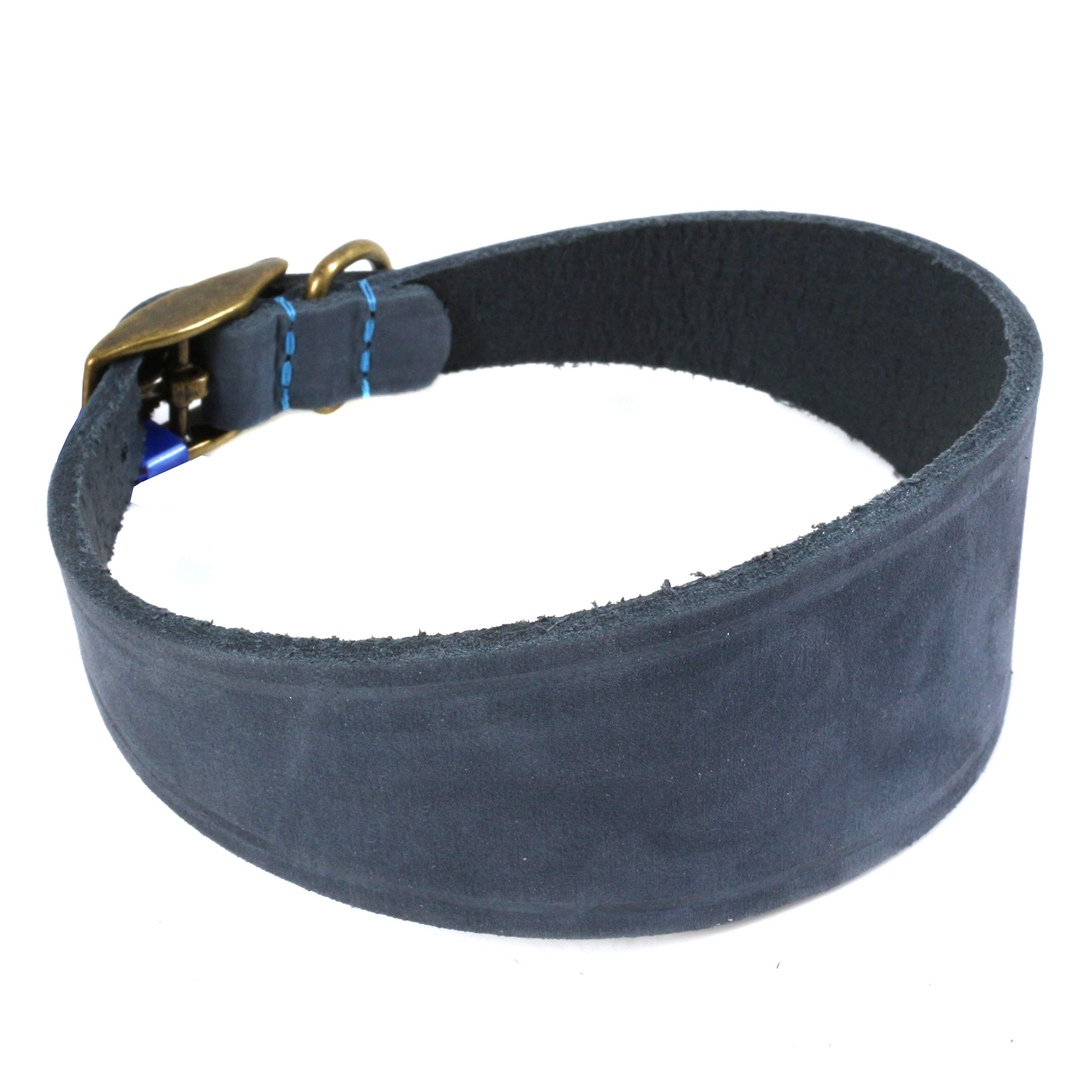 Ancol Timberwolf Blue Whippet Collar - Top-Grain Leather 30cm - 34cm