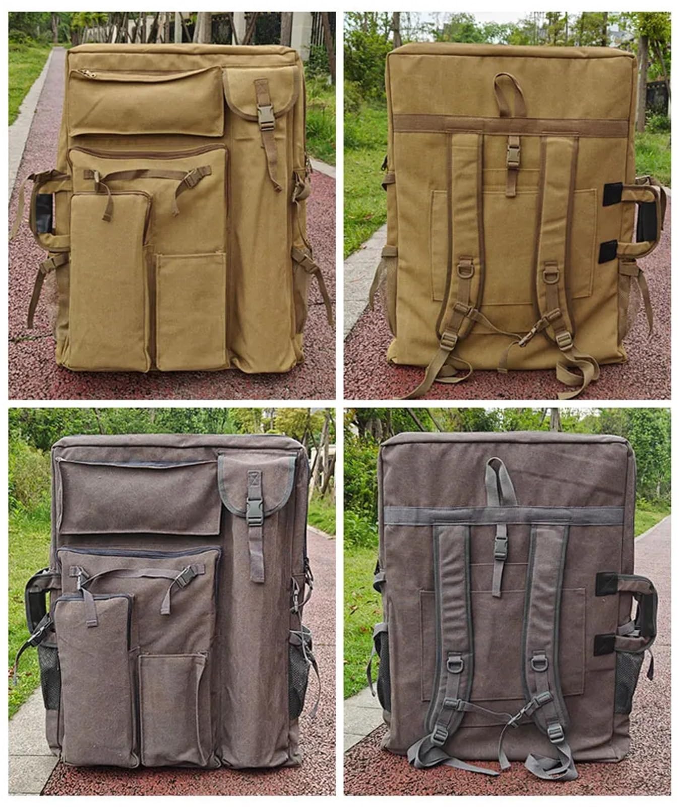 Kunst Mappe Tasche Großer Kunst-Portfolio-Rucksack, 50 x 70 cm, Zeichenbrett-Tasche, A2-Künstlertasche, verdickte Leinwand-Kunsttasche for Künstler Für Zeichenbretter(Grey)
