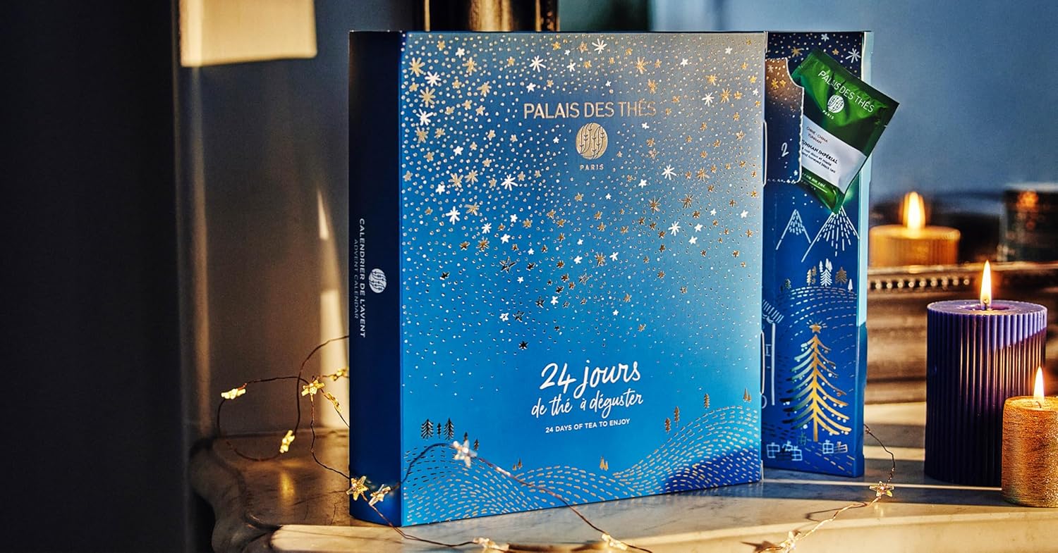 Palais des Thés - Tea Advent Calendar - Holiday Collection | 24 Premium French Delightful Tea Bags | Black, Green, Single Estate, Herbal & Rooibos Teas.