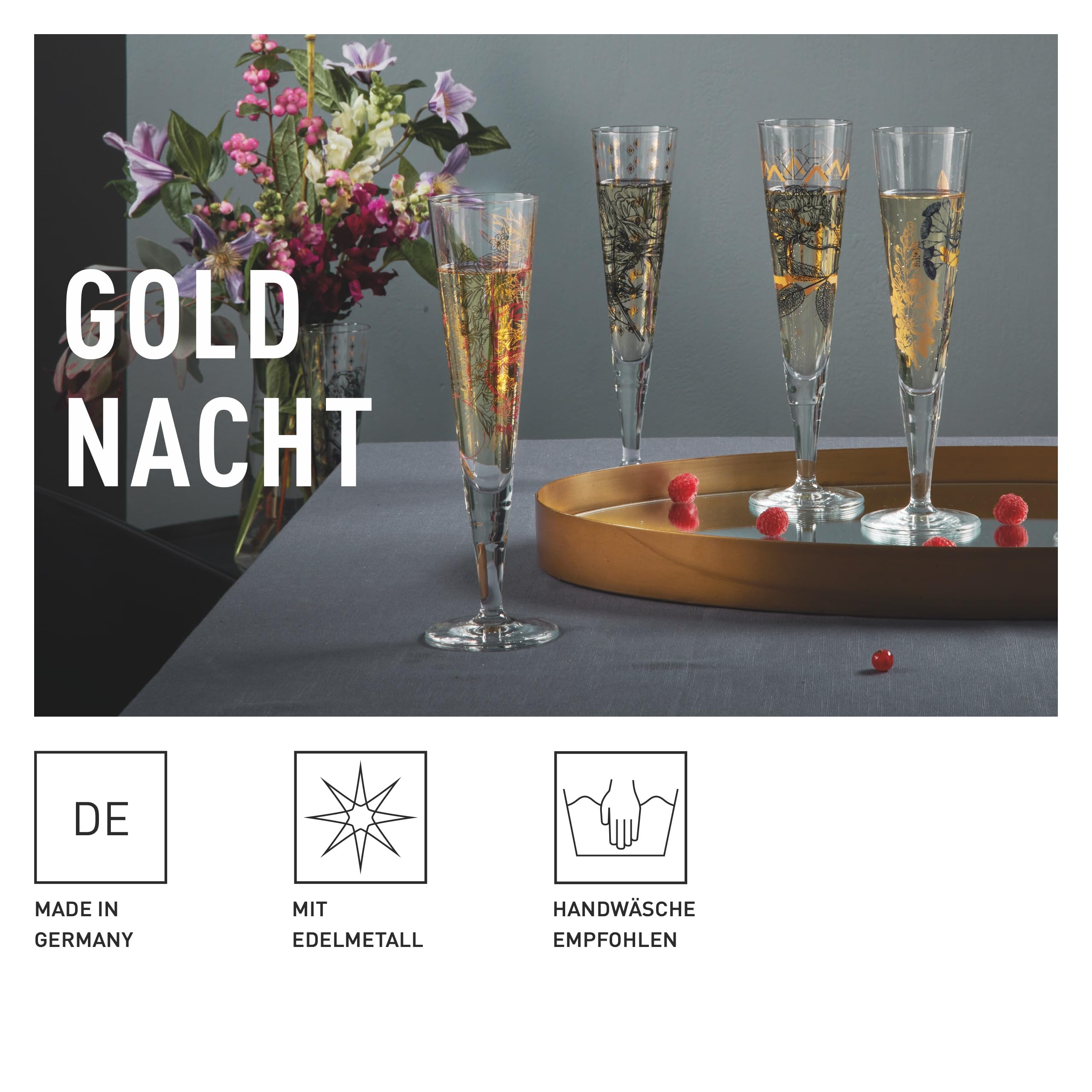 Ritzenhoff Champagnerglas Goldnacht – Mit Echtgold, Made In Germany