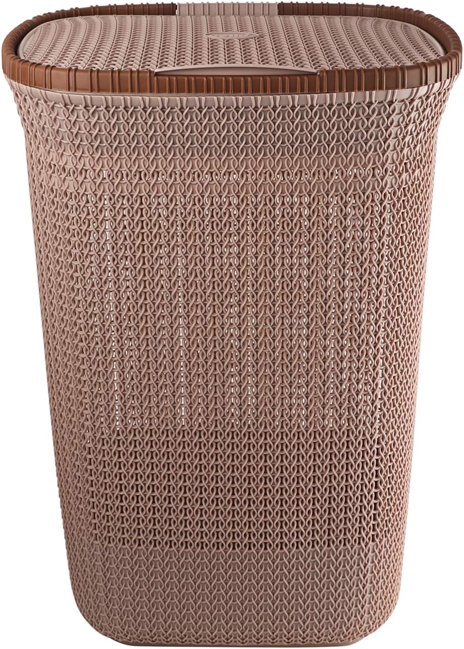 Cello Creta 50 Litre Plastic Laundry Basket with Lid, Beige