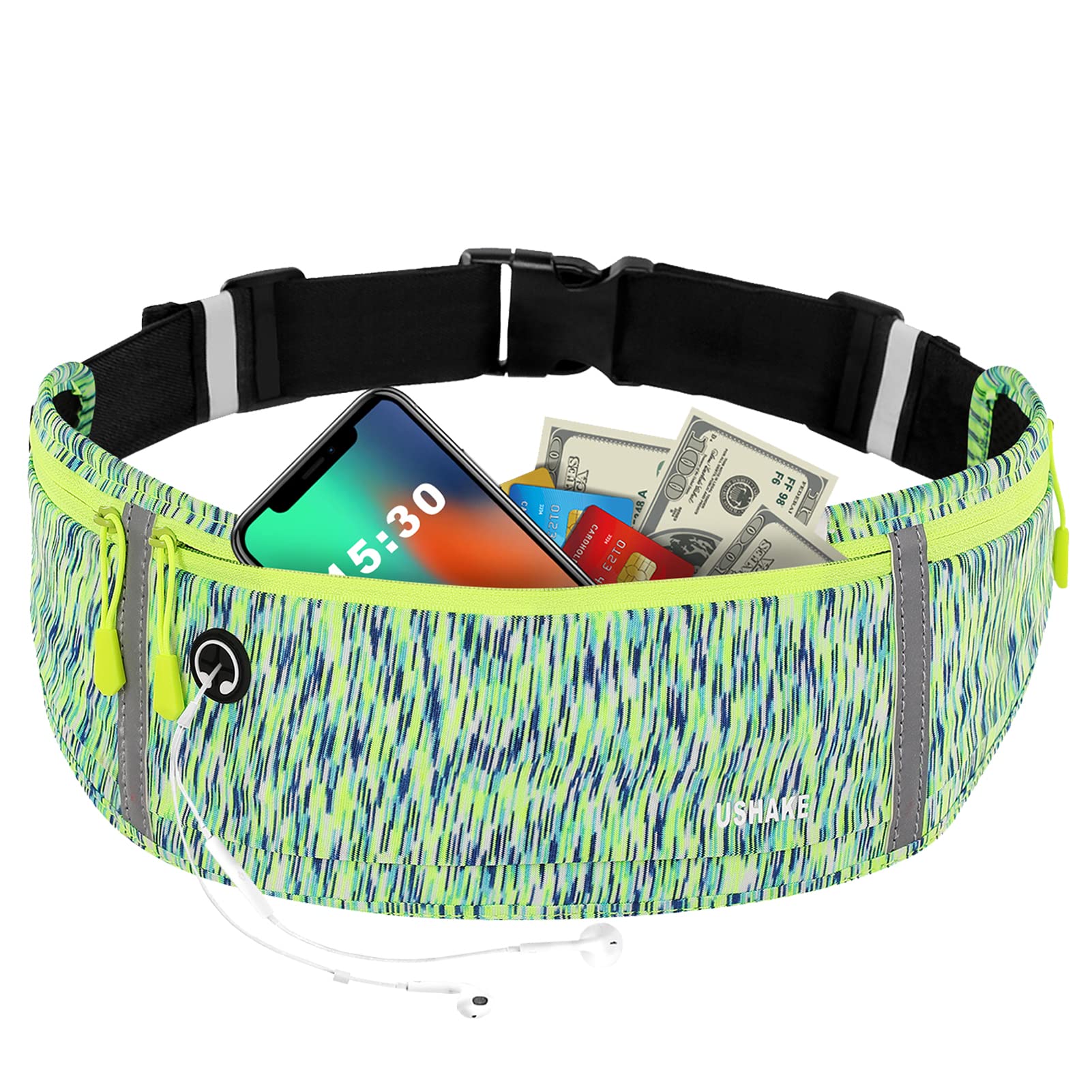 USHAKE Slim Running Belt, Bounce Free Fanny Pack Phone Holder
