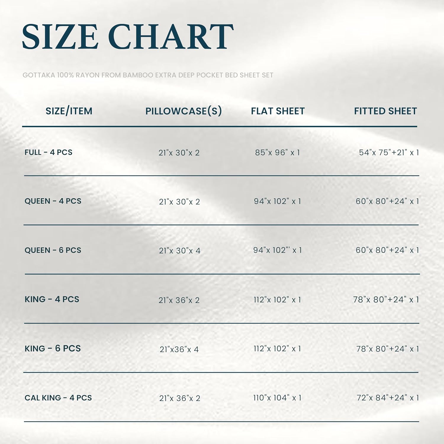 GOKOTTA 6-Pcs Queen Sheet Set: 18"-24" Extra Deep Bed Sheets with Elastic Corner Straps and Pillowcases - Rayon Derived from Bamboo - 300 High Thread Count Ultra Soft Hotel Luxury Sateen Weave - Image 9