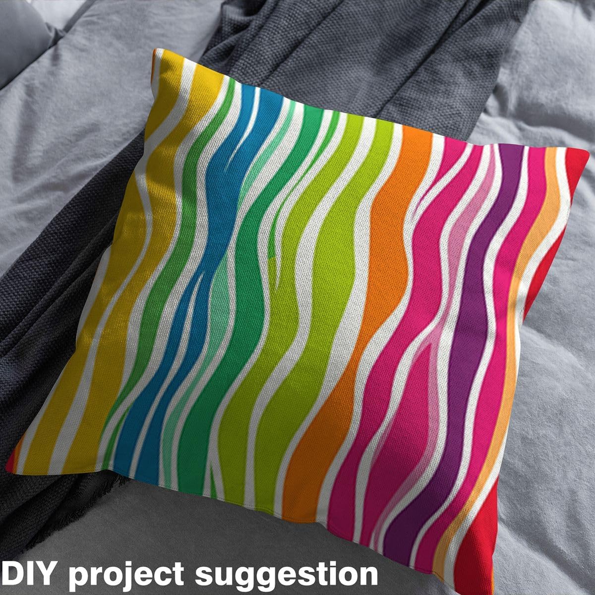 Rainbow Fabric by The Yard Geometric Stripes Upholstery Fabric for Chairs Watercolor Lines Decorative Fabric Colorful Pastels Indoor Outdoor Fabric Upholstery and Home Accents, 3 Yards