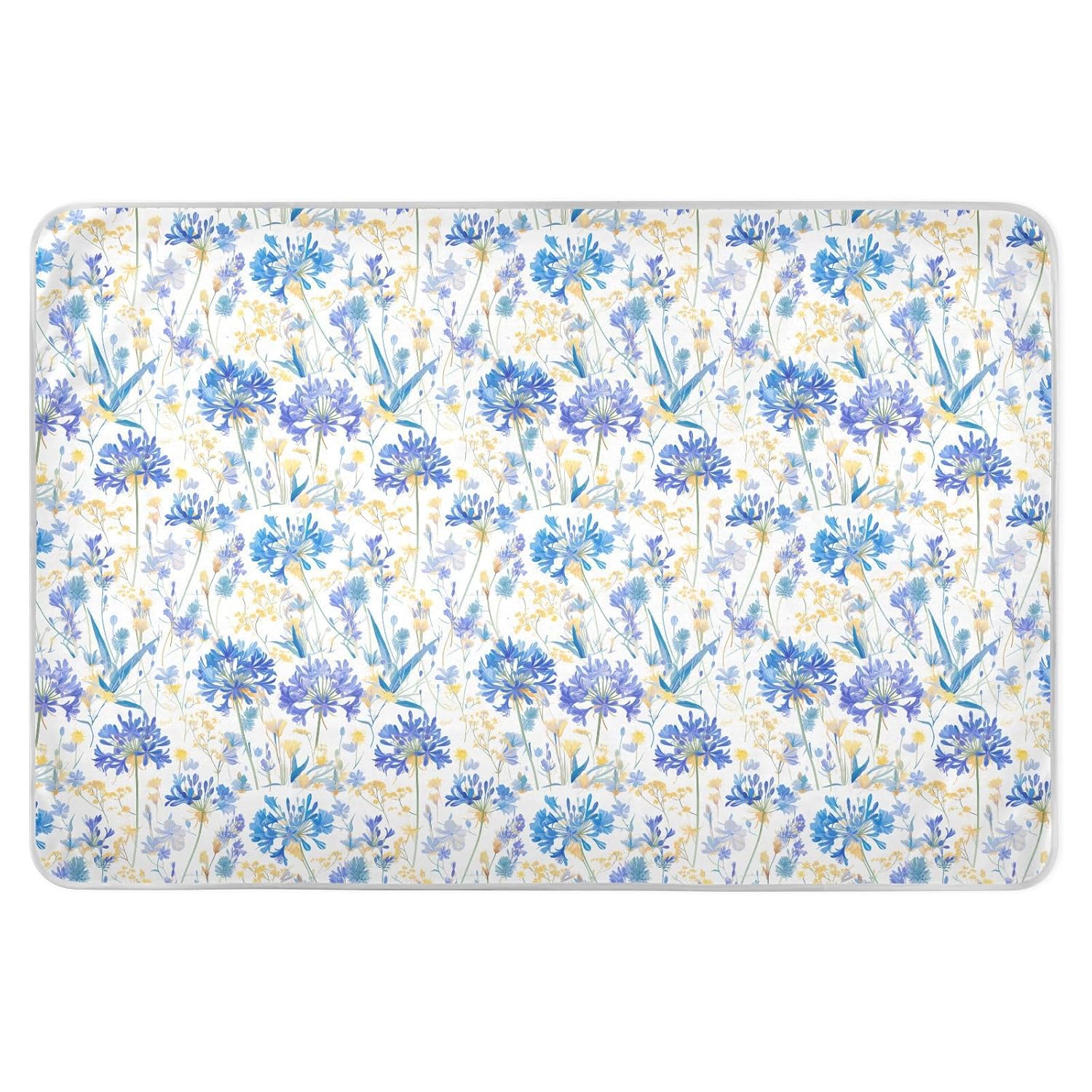 Blue Yellow Flowers Extra Large Resuable Changing Pad Covers Highly Absorbent Potty Training Mats Anti-Lip Pee Mats for Infant Baby 52" L x 34" W