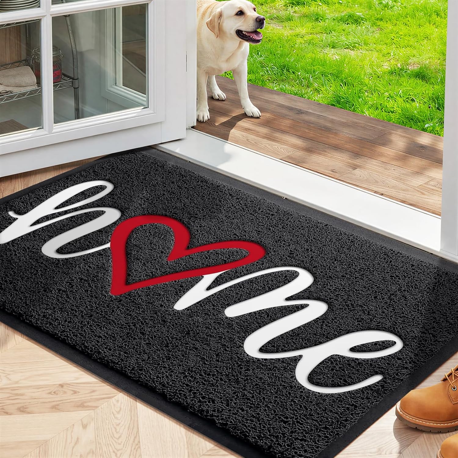 StepLively Door Mat Home Welcome Mats Outdoor and Indoor, Heavy-Duty Low-Profile Non-Slip Front Welcome Mat for Home Entrance, Outside Entry, Yard, Floor, Patio (30”x17.5”, Black)