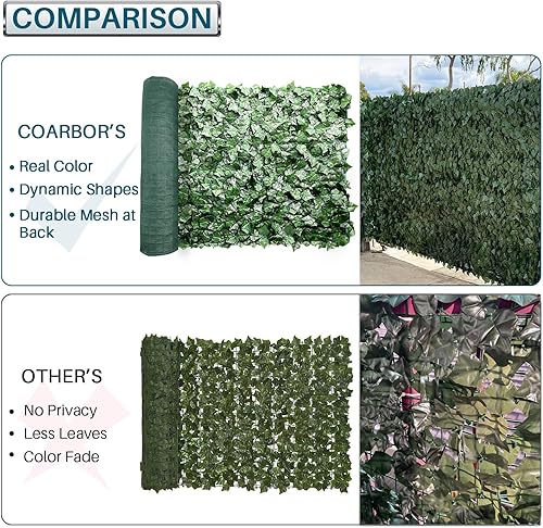 Miniatura 6 de Coarbor Paquete de 1 pantalla para cerca de privacidad de hojas de hiedra sintética, artificiales, de 4 x 8 pies, con respaldo de malla, paneles de