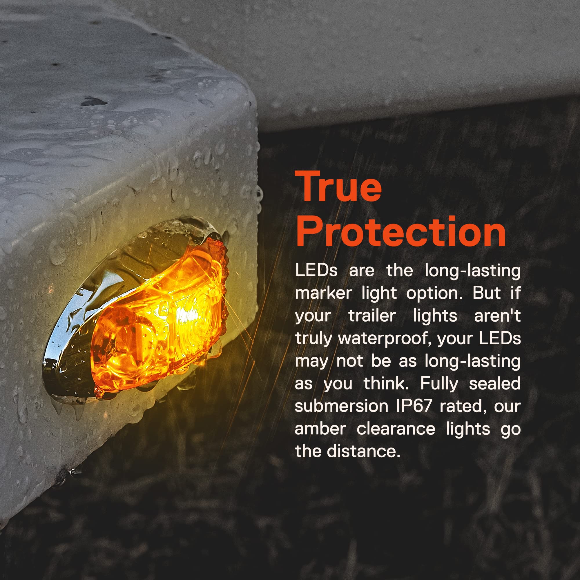 Juego de 12 luces LED ámbar de 2.5 pulgadas con bisel cromado [DOT FMVSS 108] [SAE P2] [montaje en superficie] [impermeable IP67] luces de posición laterales para remolque camión
