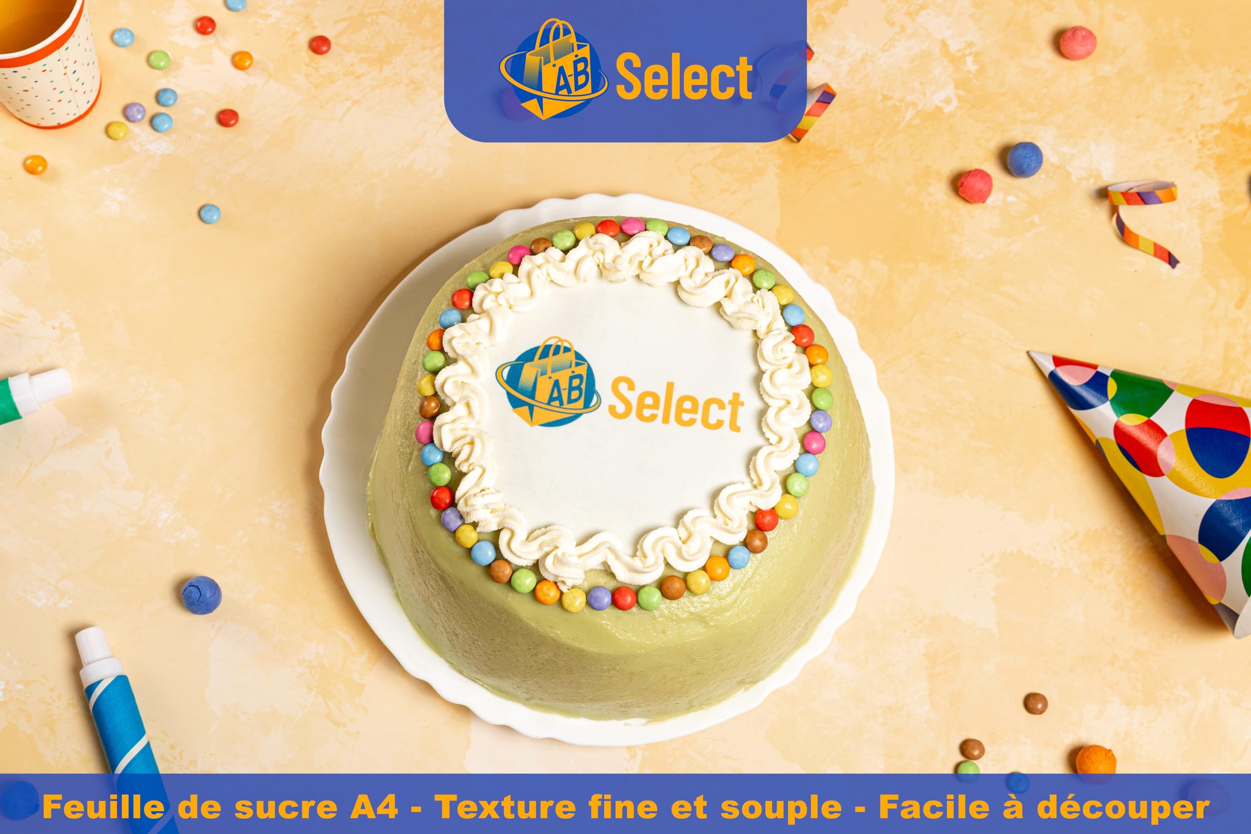 Feuilles de sucre A4 - Lot de 25 (sans E171/dioxyde de titane), papiers de sucre - idéals pour l'impression alimentaire avec encres comestibles, décoration gâteaux, A-B Select ®