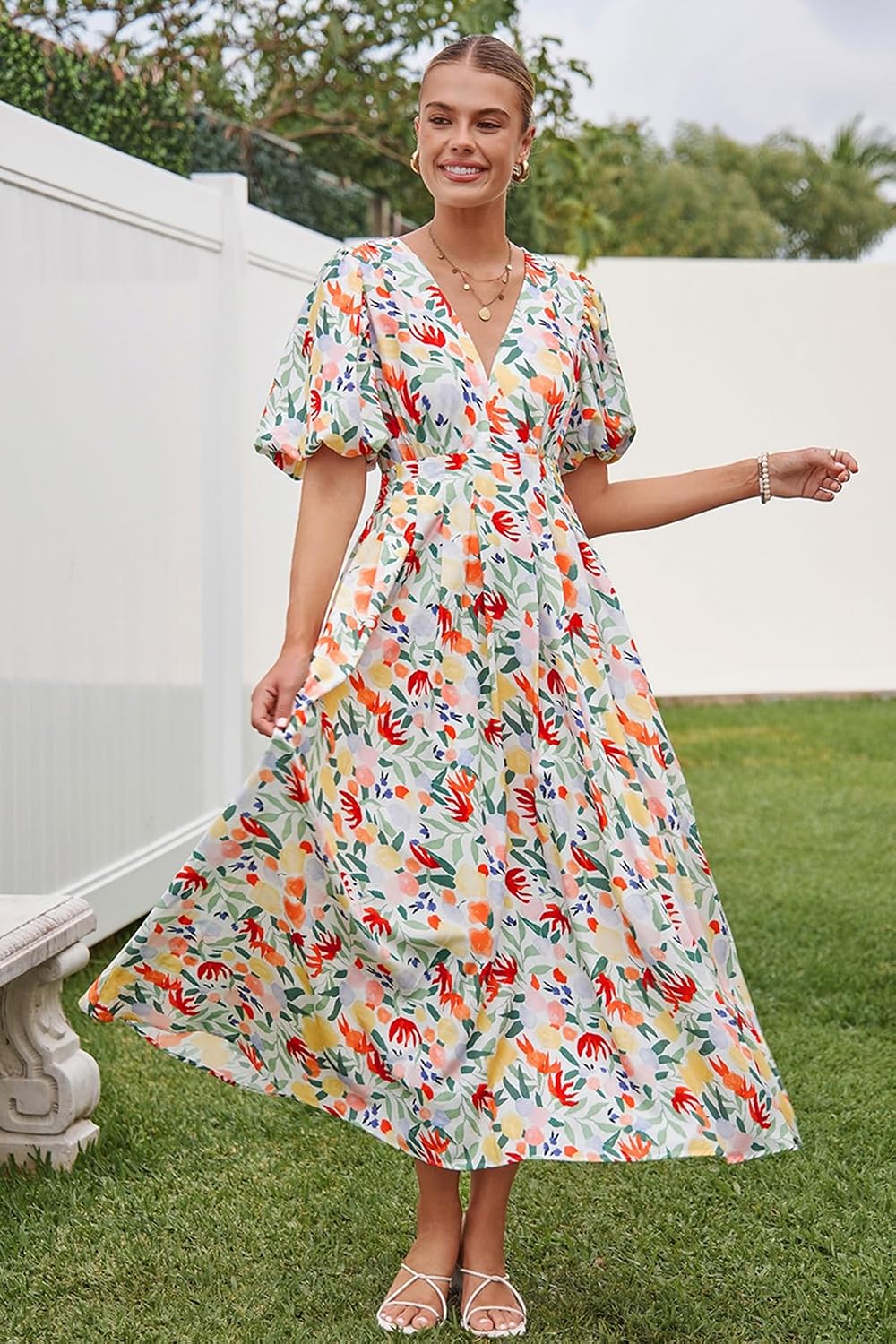 Maxigerui Women's Summer Floral Maxi Dress Spring Wedding Guest Dress 2026 image 4