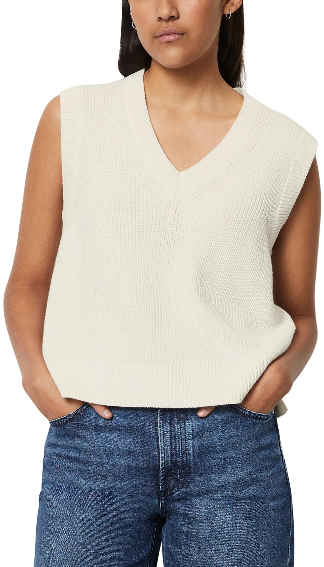Marc O'Polo Denim Damen Pullunder aus Bio-Baumwolle ärmellos