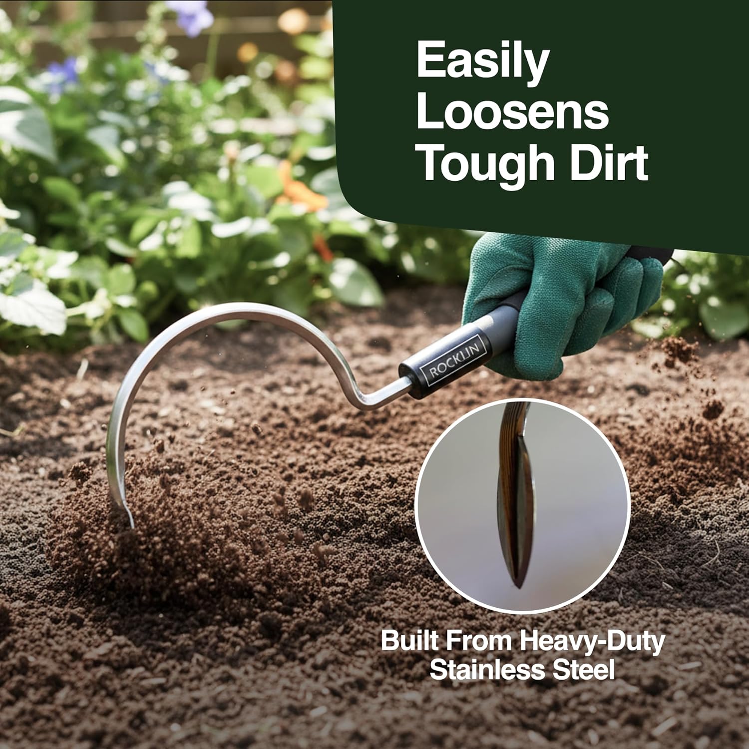 Rocklin™ Crack Weeder & Weed Puller Garden Weed Removal Yard Tools for Outdoor Gardening (Cobra Hook Cultivator)