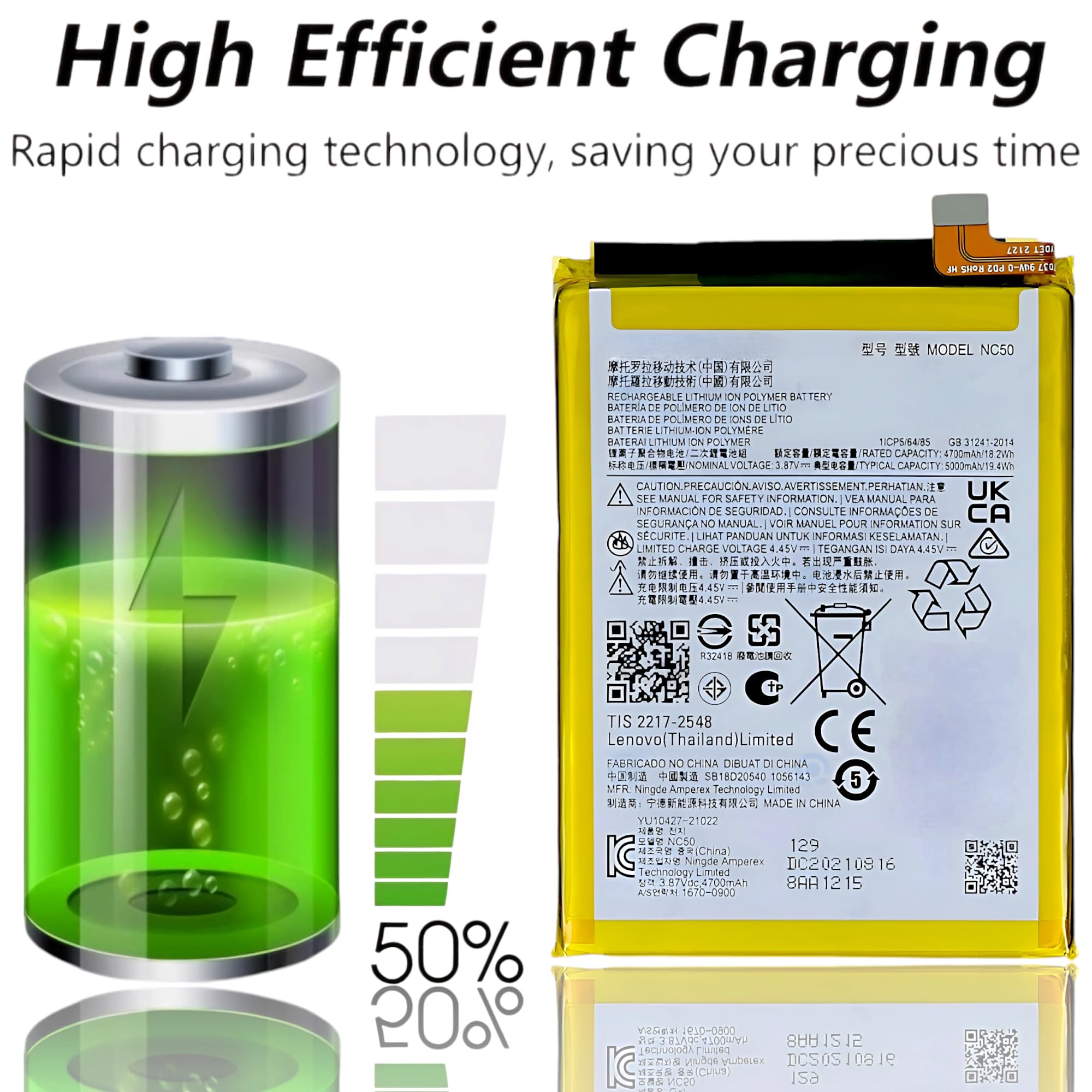 Batteria Original Nc50 Ricambio Litio 5000mah Per Motorola Moto - Foto 6