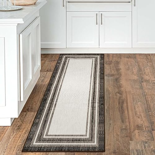 Miniatura 5 de Beeiva Alfombra de pasillo de cocina de 2 x 5 pies, color marrón, antideslizante, lavable, moderna alfombra pequeña para porche de noche, alfombra