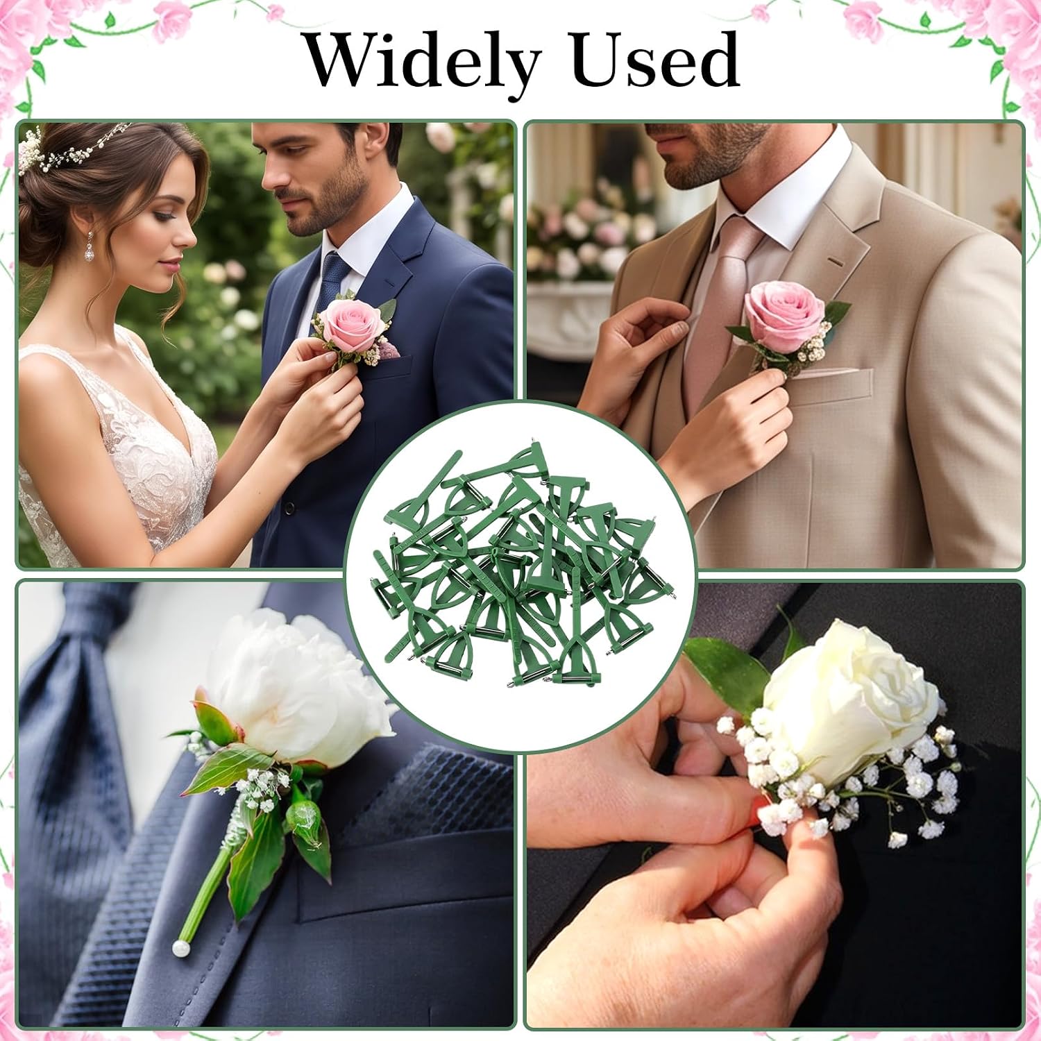 50pcs Boutonniere Pins for Men,T-Shaped Floral Pins for Bouquet