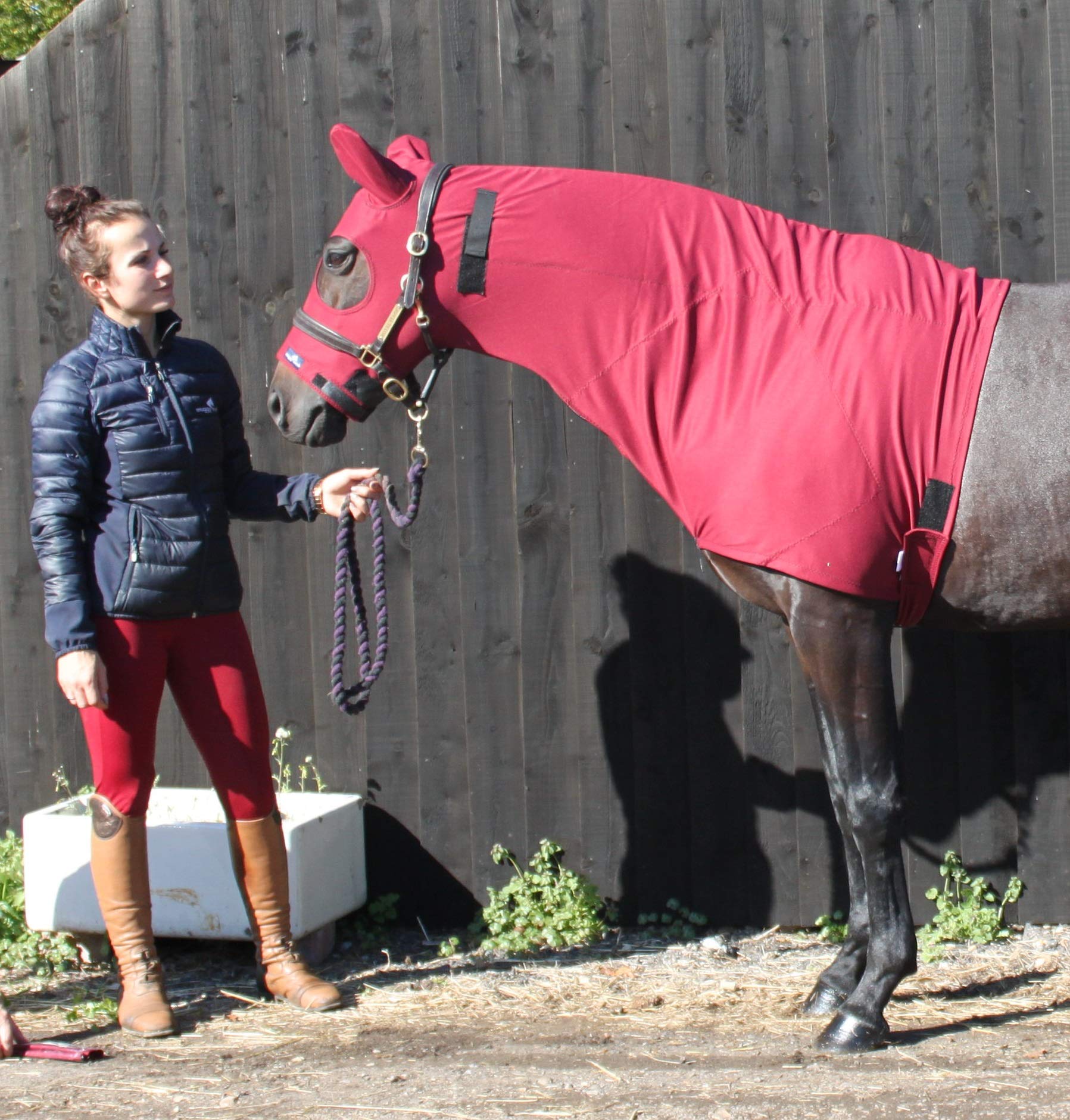 Snuggy Hoods Weatherproof Horse Hood for Turn Out (Burgundy, XS)