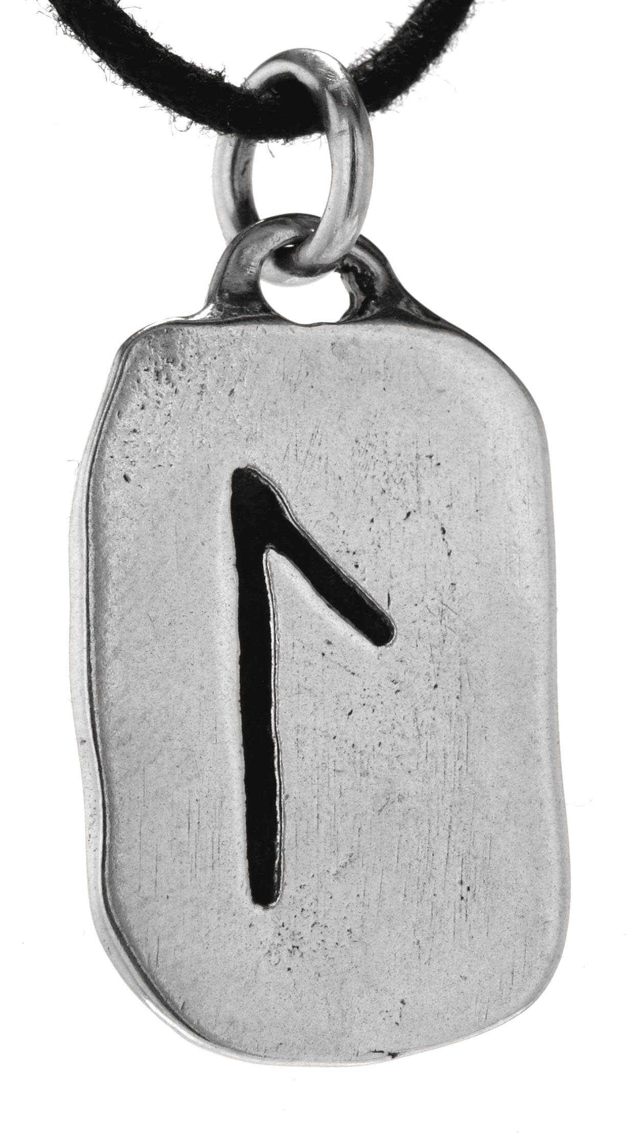 Kiss of Leather Runen Anhänger Laguz aus 925 Sterling Silber mit Baumwollband SI. 301