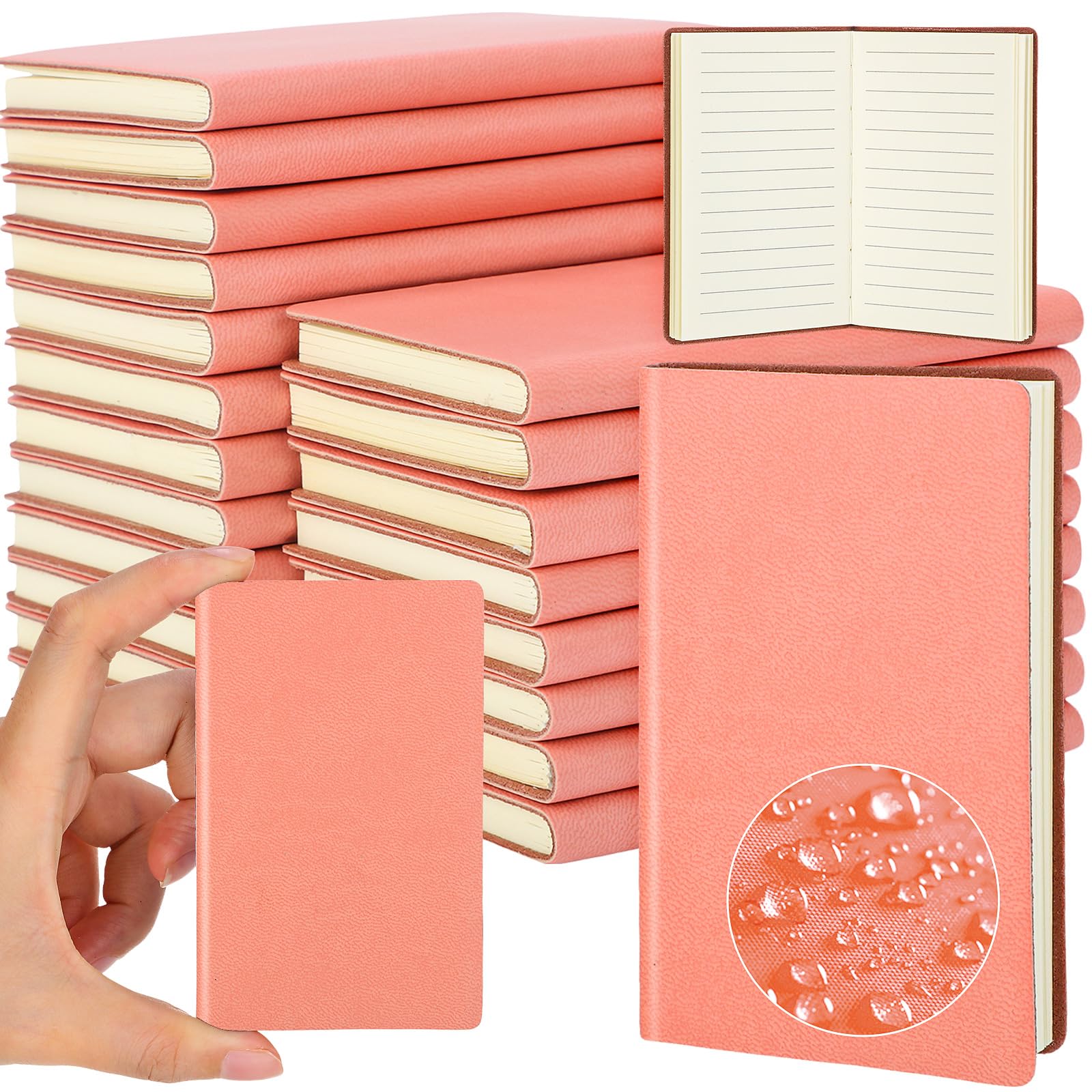 Yeaqee 20 Pack Thanksgiving Mini Notebooks Leather Pocket Notebook Journals 4" x 2.5" 50 Pages Waterproof Journal Leather Soft Cover Notepad for