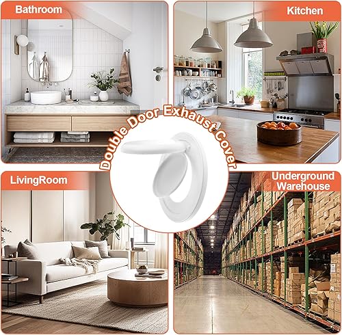 Miniatura 7 de kekafu Dryer Vent Cover Outdoor, Dual Door Seal White Exhaust Cap Exterior Wall Vent Cover with 4 Screws for 4'' Dryer Vent Duct, No Screen, Bird