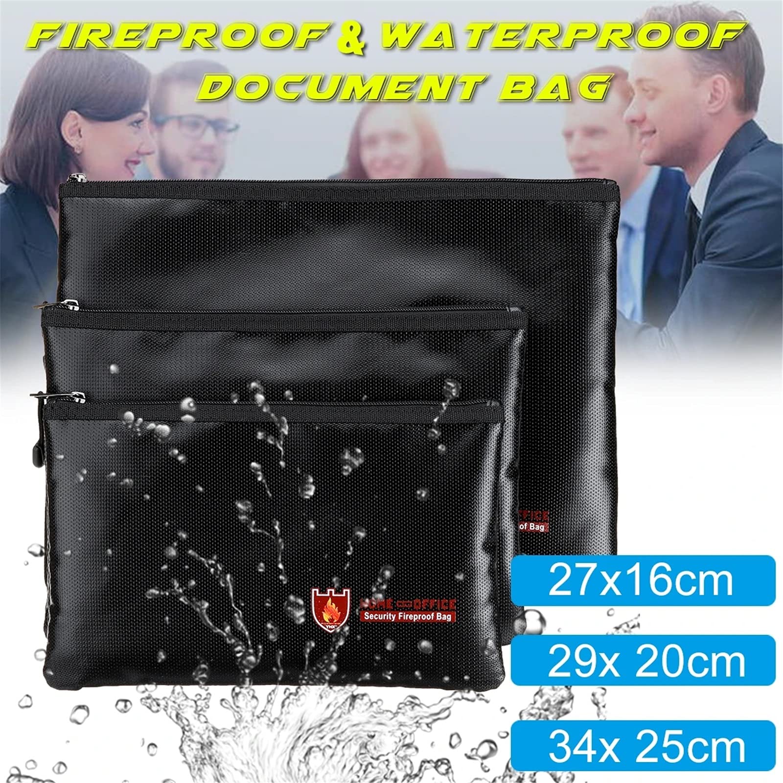 Caja de Documentos Ignífuga Carpeta de archivos sobre Cash Pouch Bag Lipo Safe Fireproof Documento impermeable(29x20cm)
