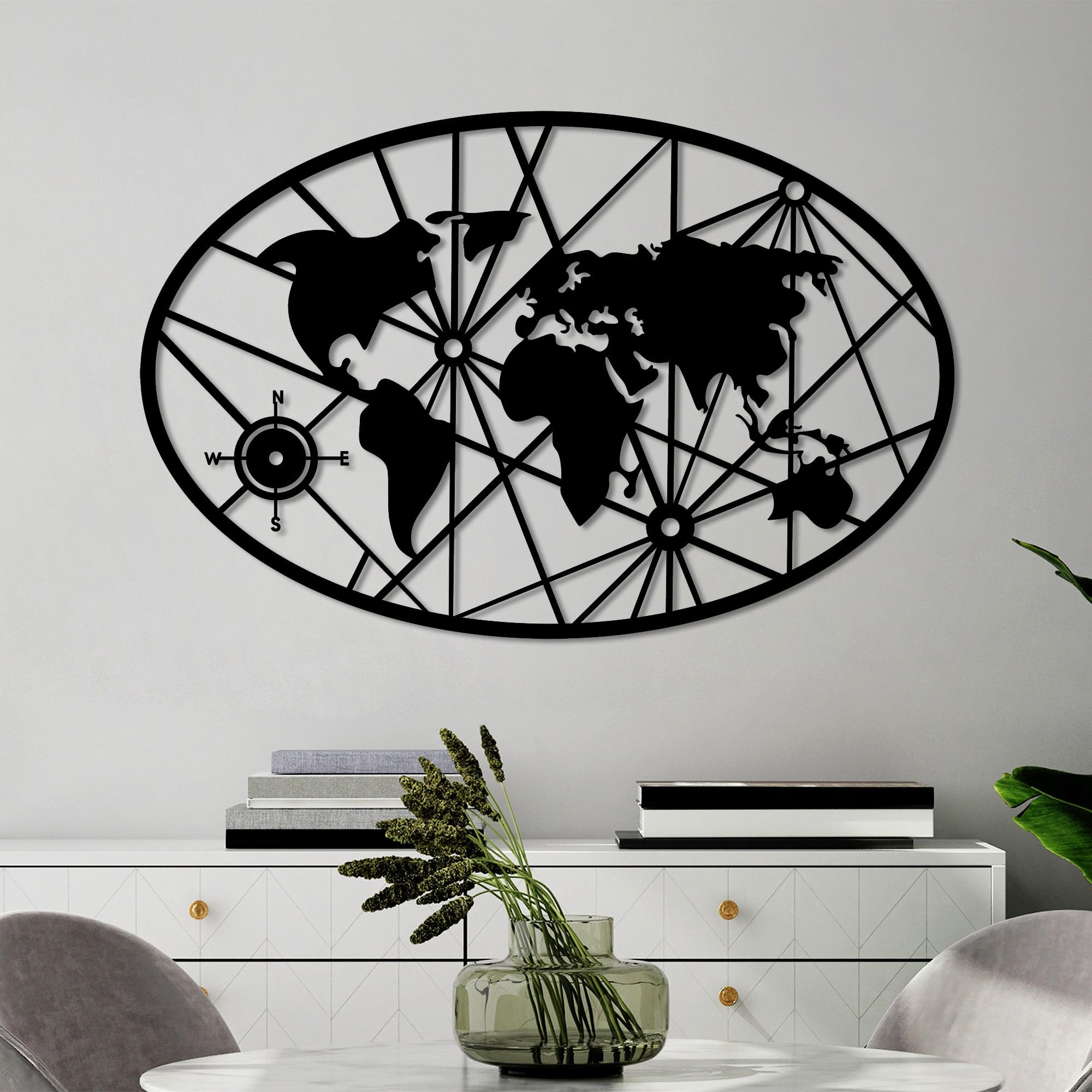 Stylish Black Decorative Metal Wall Accessory, 40 x 62 cm, 100% Metal, 1.5 mm Thick, Lightweight & Easy to Hang, Perfect for Modern Decor