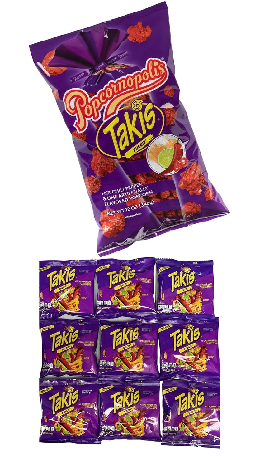 Barcel Popcornopolis Takis Fuego Popcorn & Chips Bundle (1