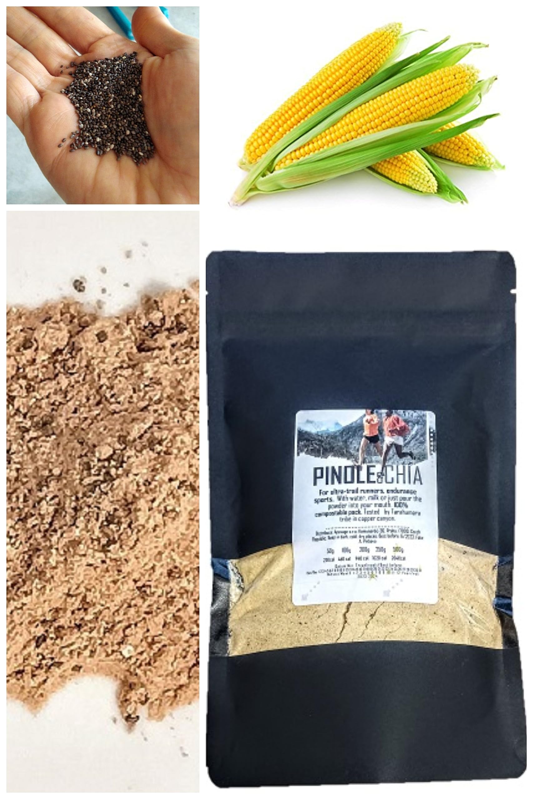 Pinole con cacao y canela para corredores de larga distancia y ultratrail de México 250g