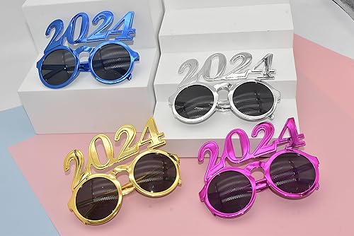 Miniatura 2 de CRAWPROP 4 lentes de plástico 2024 para fiesta de Año Nuevo, suministros de fiesta de graduación 2024, accesorios de fotos para fiestas