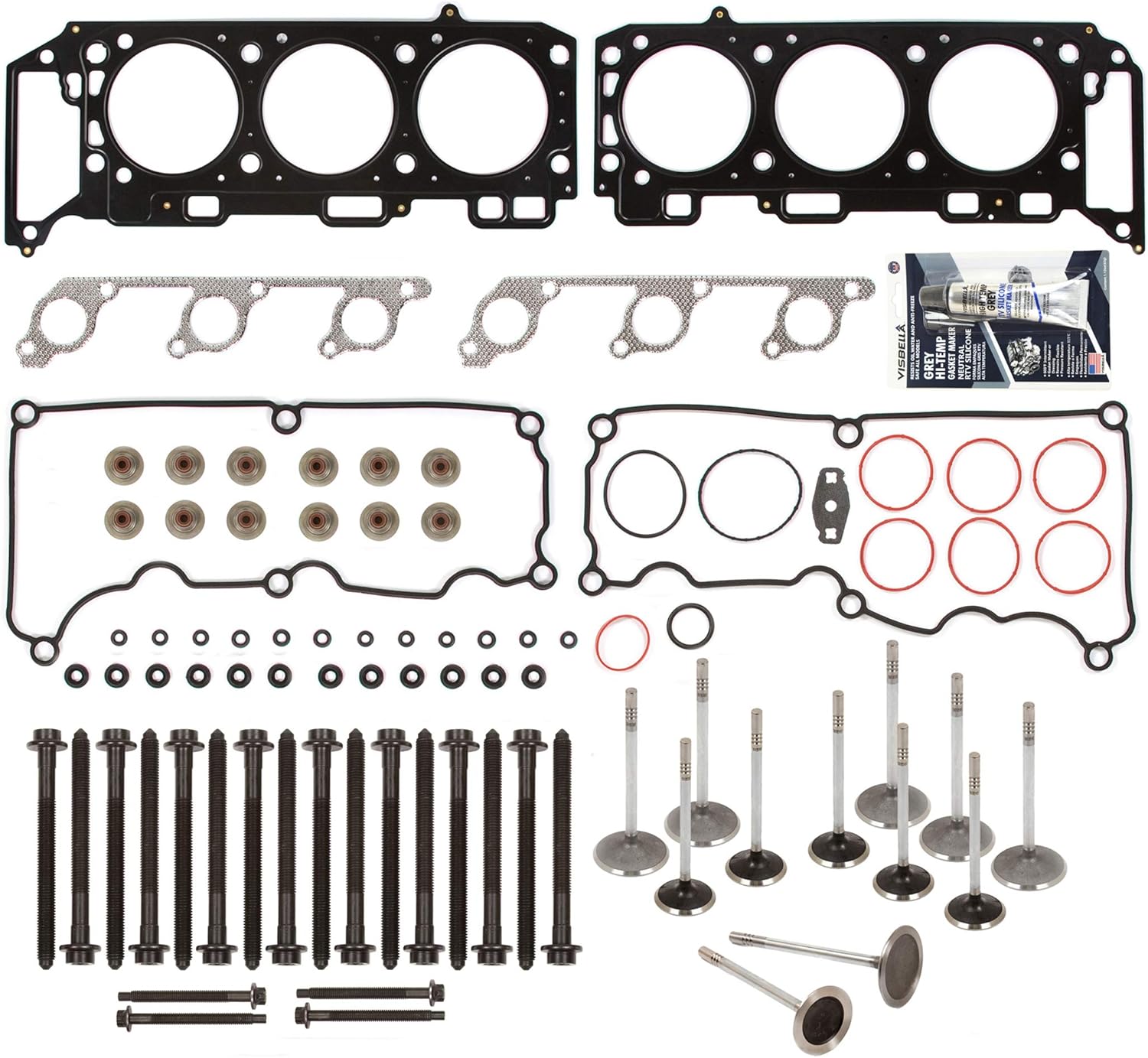 MA-9761251078 Head Gasket Set Intake Exhaust Valves Compatible With/For 05-10 Ford Mustang V6 4.0 SOHC 12V