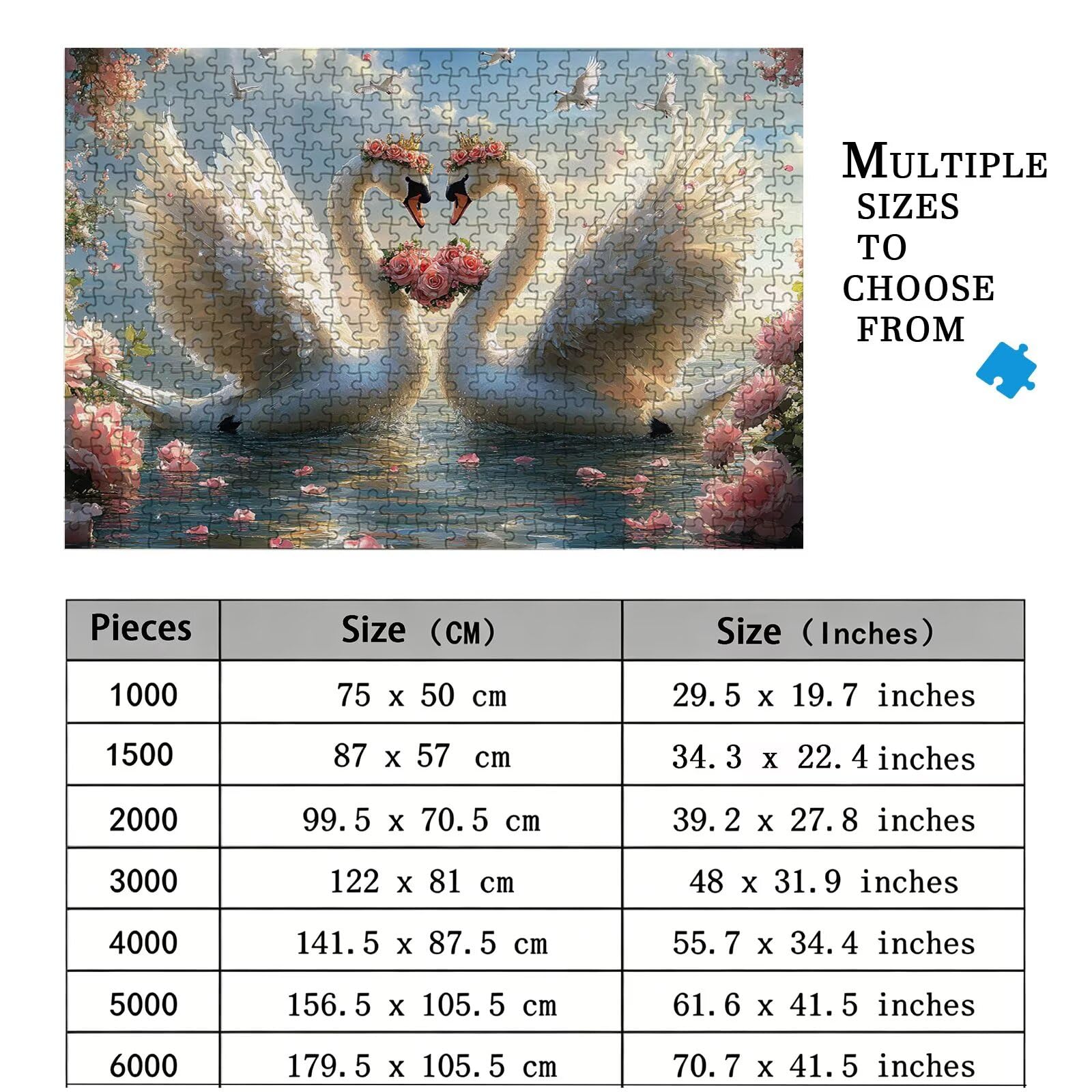 Puzzle 2000 Teile Tier, Holzpuzzle Erwachsene, Klassisches Lernspiel Puzzle Schwan, Groß Impossible Jigsaw Puzzles, Wunderschönes Deko Puzzes und Geschenke, Bastelset Erwachsene 99.5 X 70.5cm 8p-97