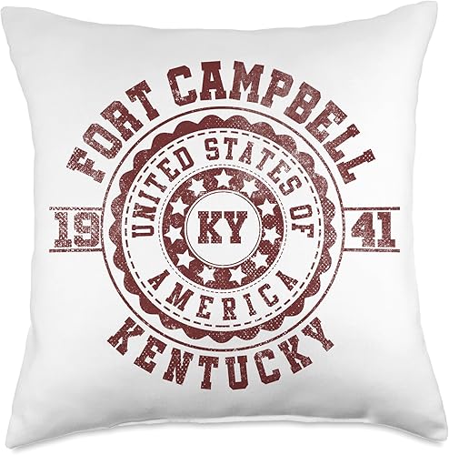 Apparel Fort Campbell Gifts & Souvenirs - Kentucky Fort Campbell KY Kentucky Almohada vintage de ropa de ciudad, 18 x 18, multicolor