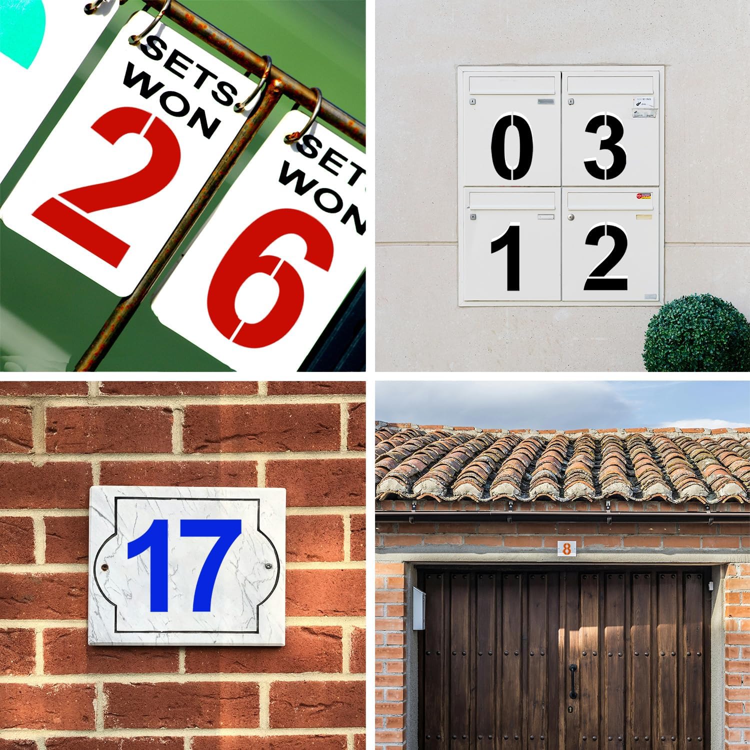 4 Inch Plastic Number Stencils Kit 0-9 – Reusable Address & Digital Number Painting Templates for Cake, Mailbox, Road, Parking Lot, Door, Truck Signs