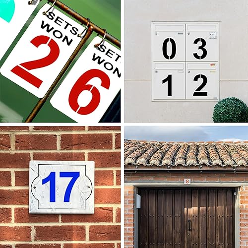 Vista 23 de Juego de plantillas de números grandes de 8 pulgadas, juego de plantillas de números de dirección de 0 a 9, plantillas de pintura de números de 7.9