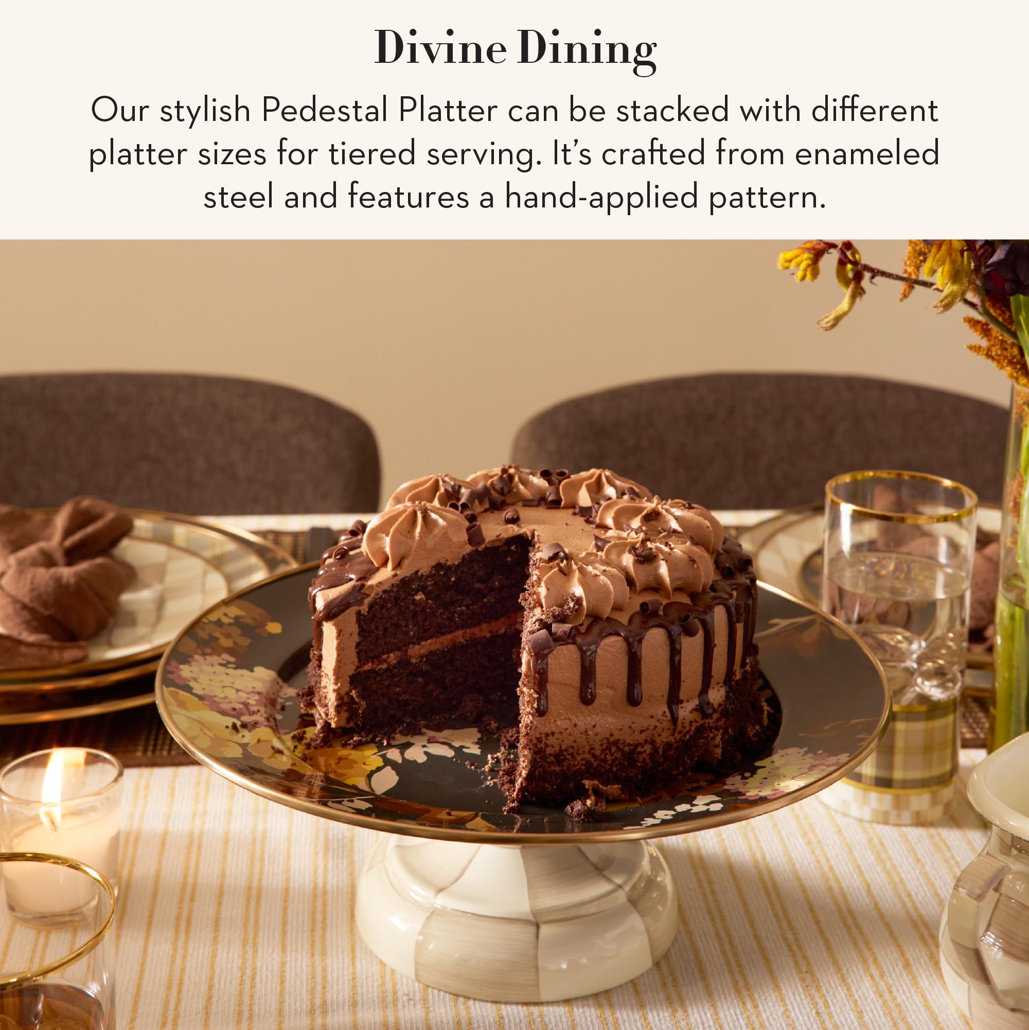 Amazon.com | MACKENZIE-CHILDS Enamel Pedestal Platter, Round Cake