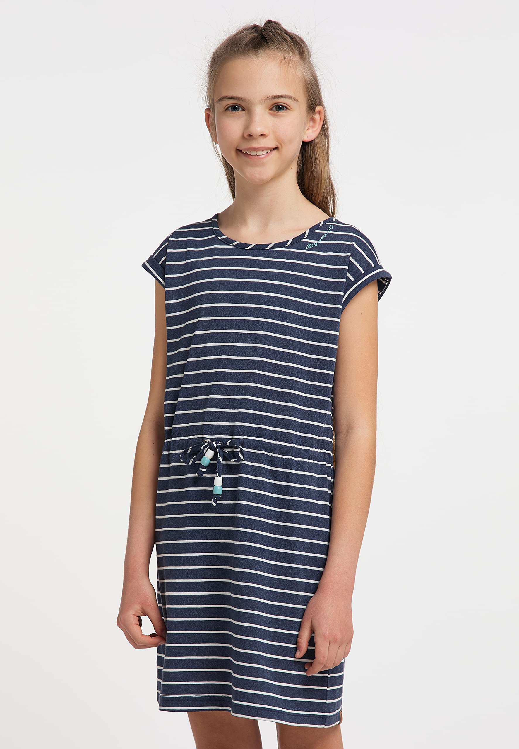 Ragwear Mädchen Kleid Lippi Stripes Dress Sommerkleid gestreift Marine aus weicher Baumwolle