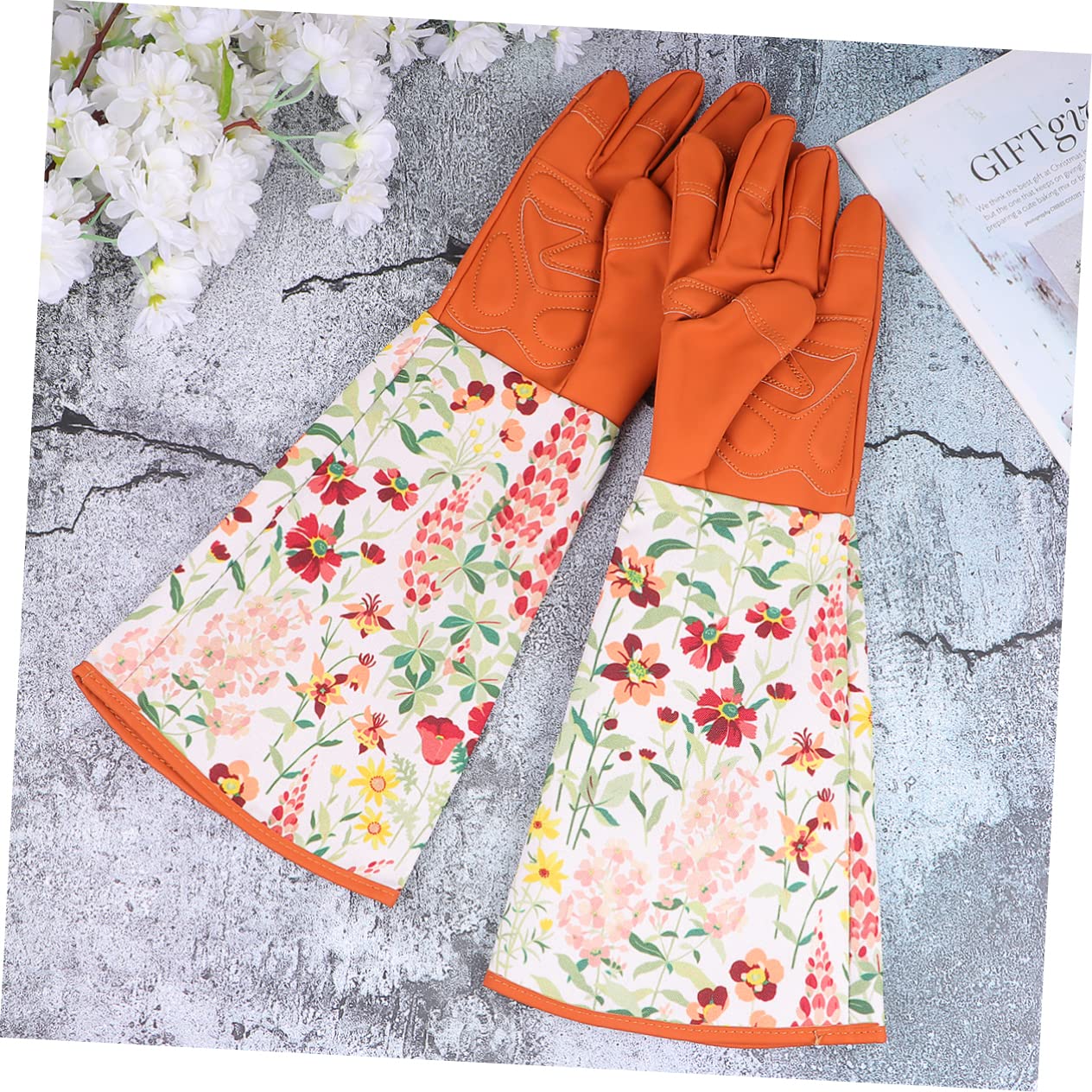 Poliéster Guantes Marrón de Manga Larga 1 Par de Jardinería