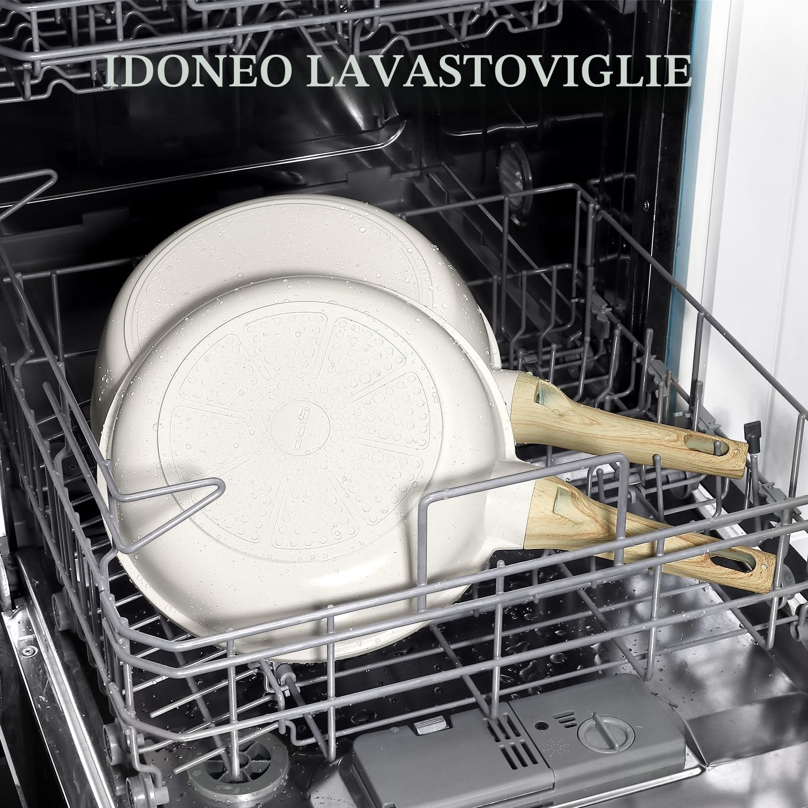 GiPP Padella Antiaderente – Padella Sana e Atossica, Compatibile con Induzione, Senza PFAS e PFOA, Lavabile in Lavastoviglie (Bianco, 24 cm Senza Coperchio)
