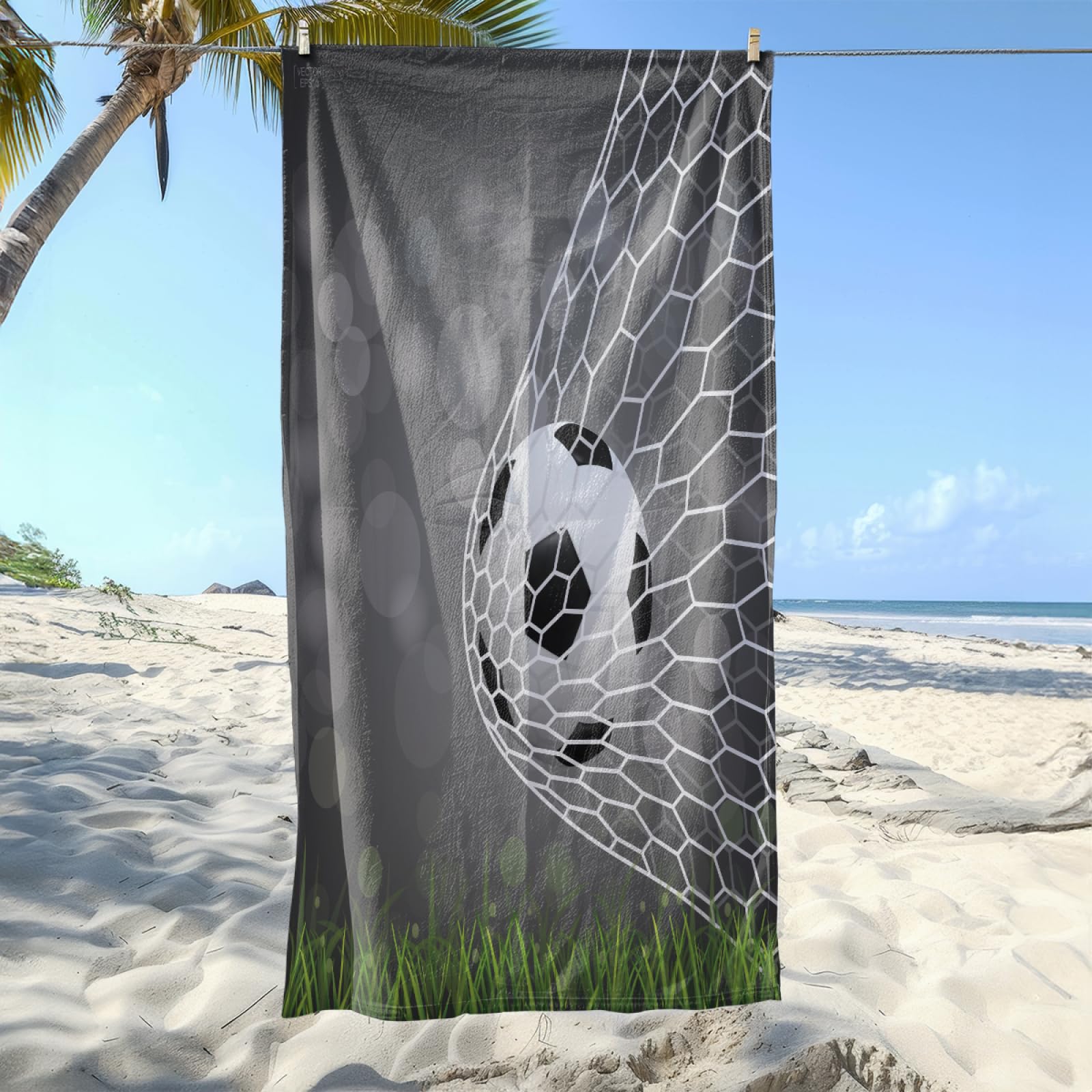 Toalla Playa Gris Verde Blanca Toallas Baño Suave Toalla Microfibra Sin Arena Toallas de Baño Piscina Ducha Absorbente Secado Rápido Beach Towel para Viajes, Natación, Camping 150x180cm