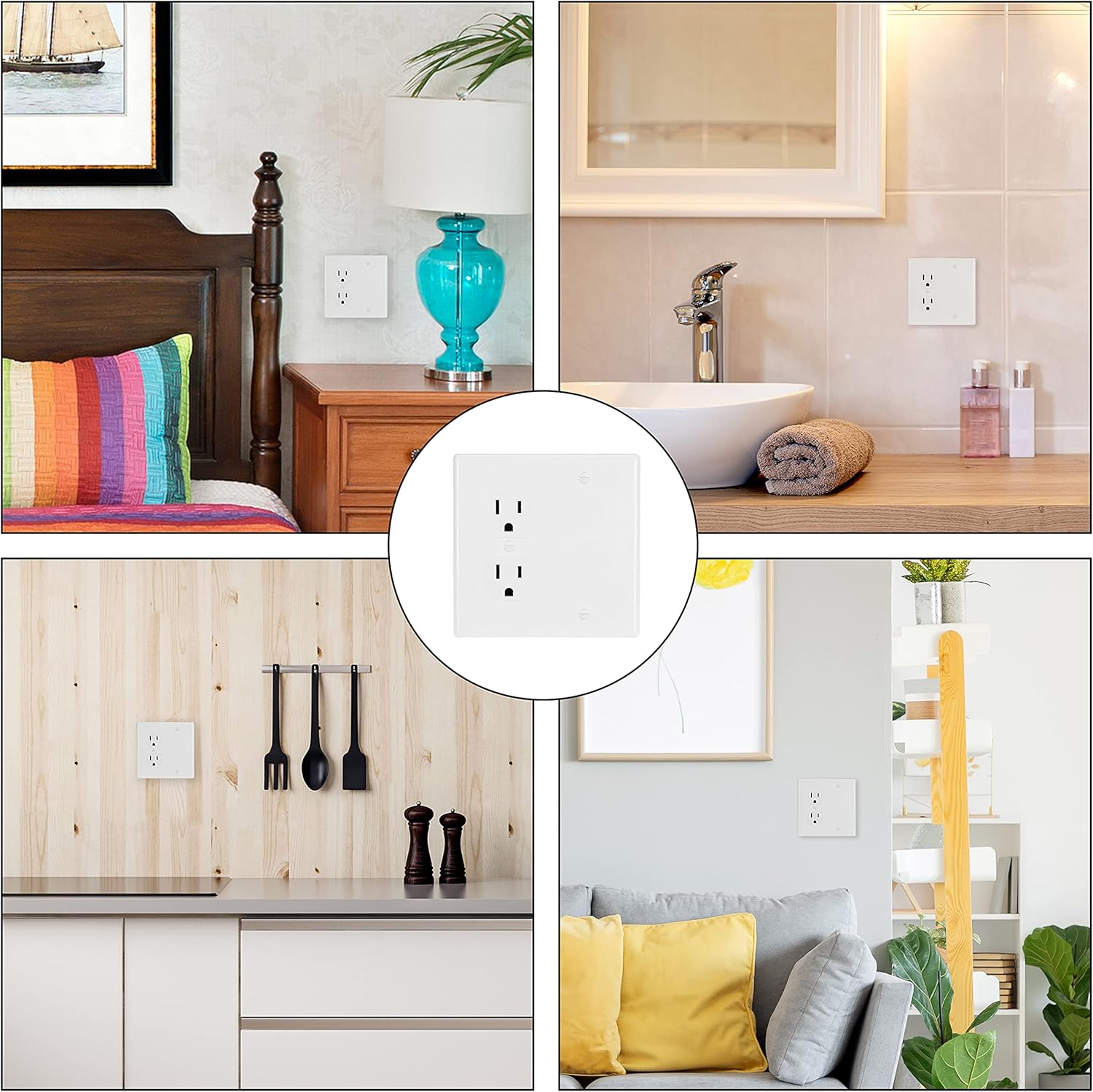 Bates- 2-Gang Combination Wall Plate, 2 Pack, 1 Duplex/1 Blank Standard Size, 2 Gang Wall Plate, Outlet Covers, Wall Plates, Outlet Wall Plate, Double Gang Wall Plate, Outlet Cover 2 Gang. - - 