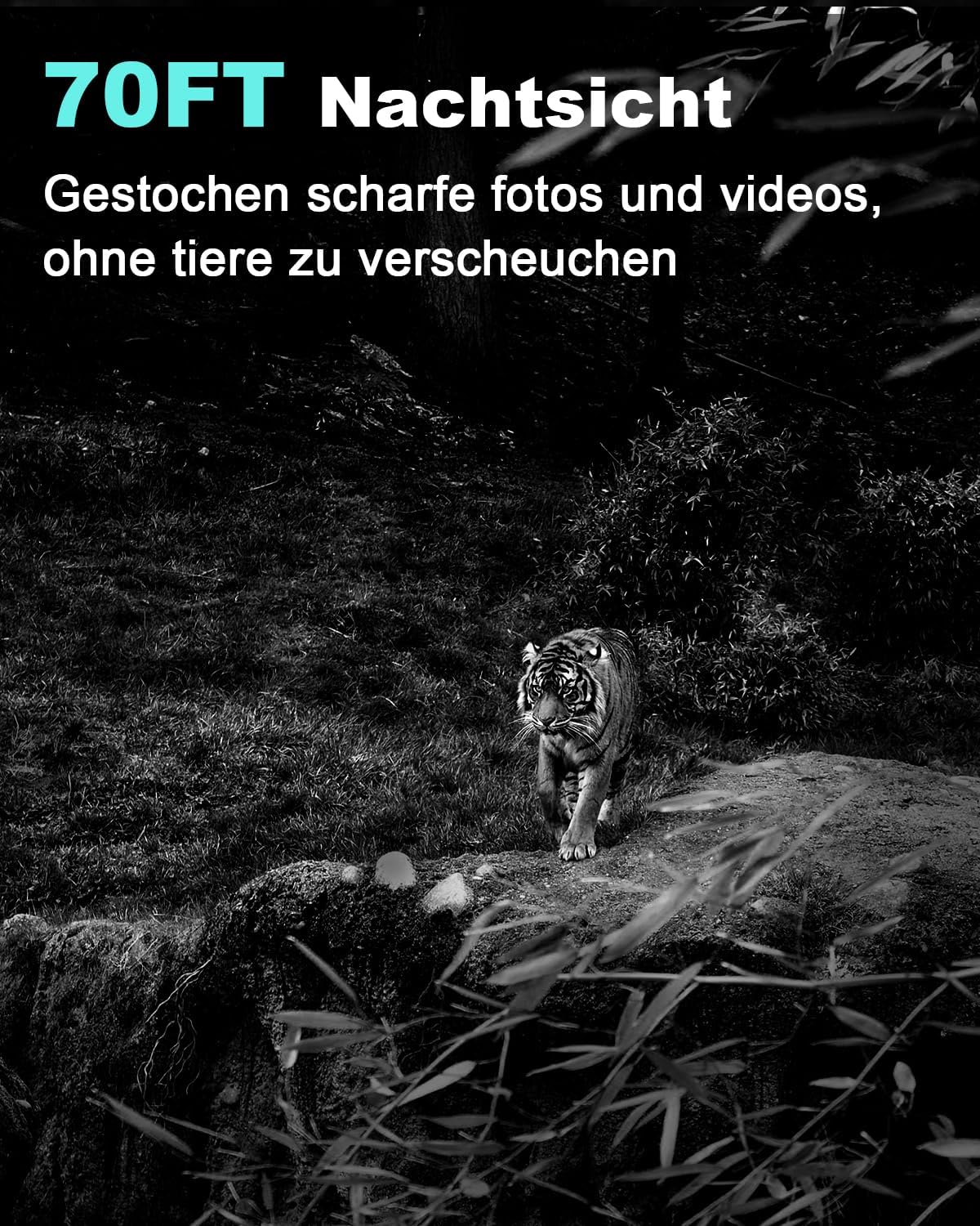 KJK 48MP 1080P Wildkamera, Wildkamera mit Nachtsicht Bewegung Aktiviert Wasserdicht IP66 0,2s Auslösezeit mit 120°Weitwinkel Trail Cam für Wildtierüberwachung - 3