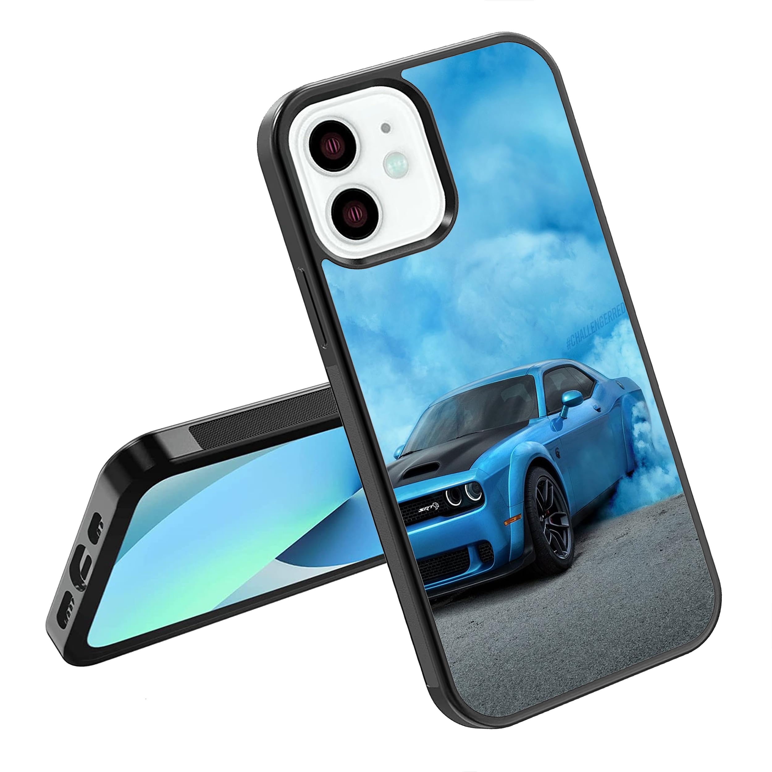 Phone Case Cover Compatible with iPhone SE 7 8 X XR 11 12 13 14 15 Plus Mini Pro Max Silicone Style Shockproof - Cool American Sports Car Muscle Blue