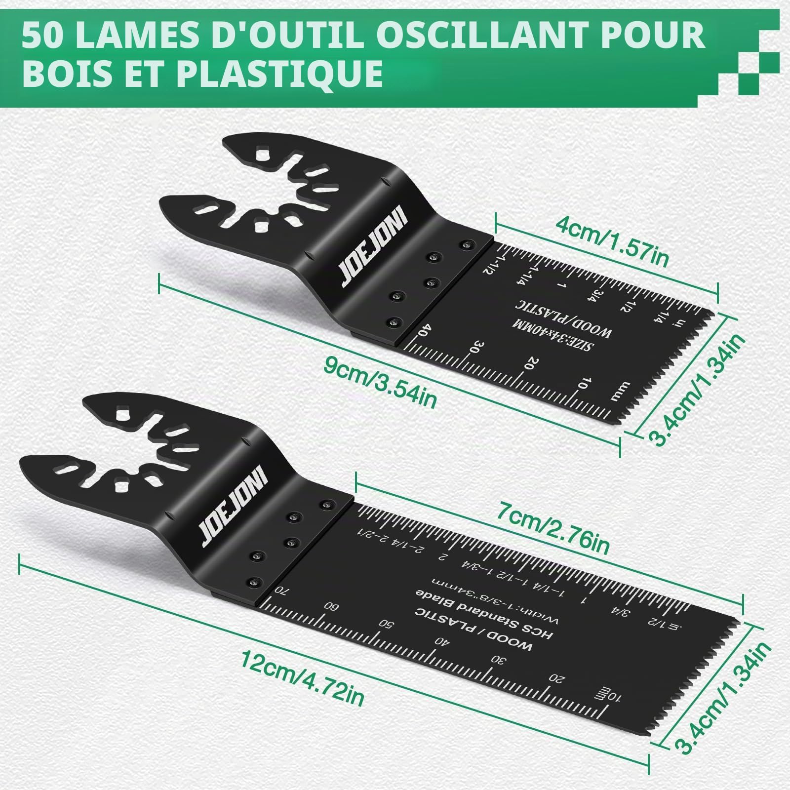 Lot de 53 lames de scie multitool, Lames de scie oscillantes universelles, Ensemble d'accessoires pour outils multifonctions, Lames pour outils oscillants pour Fein Multimaster, Milwaukee