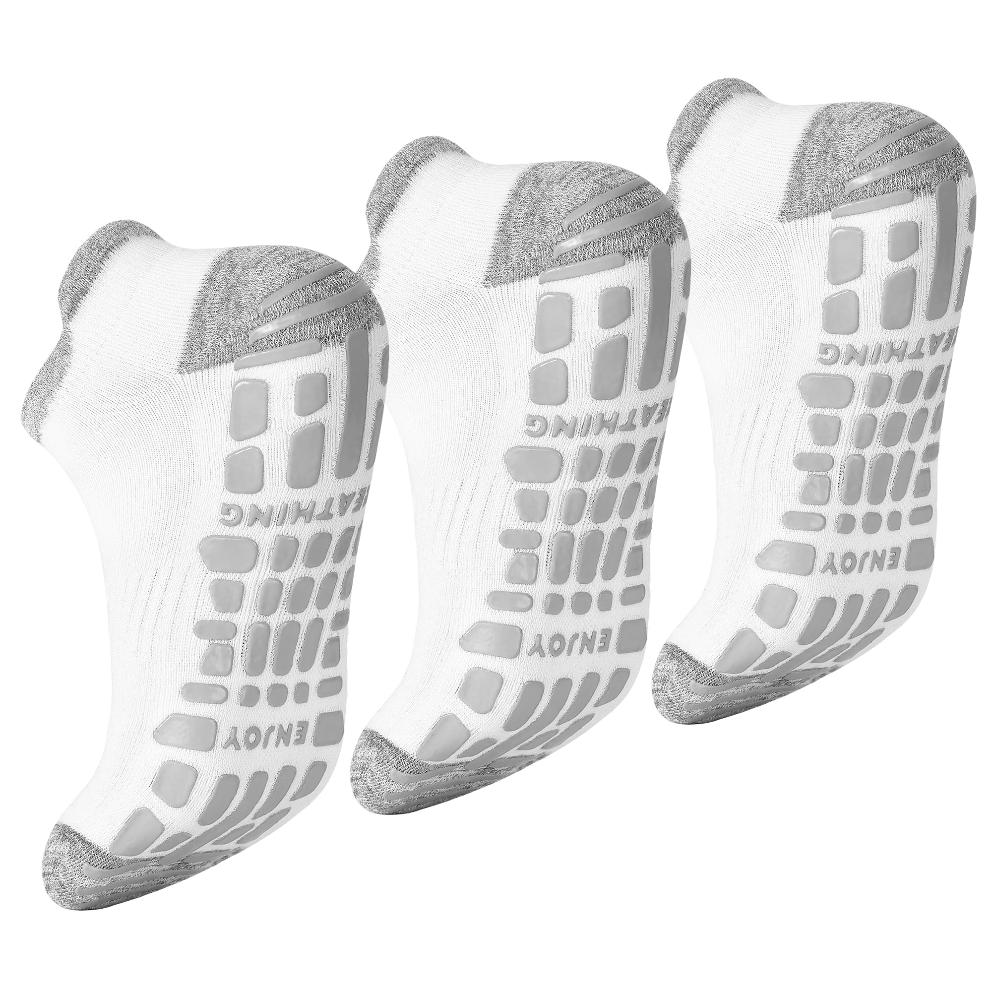 ELUTONG Herren Rutschfest Sneaker Socken, 3 Paar Anti-Rutsch Atmungsaktive Baumwolle Sportsocken, Schwarz Weiß Knöchel Männer Socken 39-49