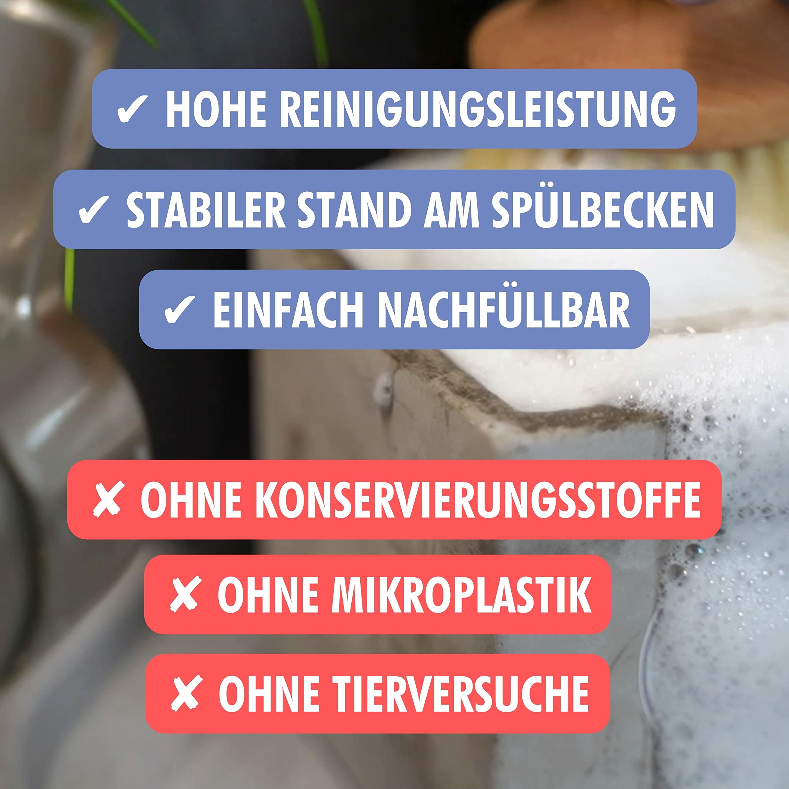 Spülseife, Festes Spülmittel, Geschirrseife im stabilen Betonblock | Vegan | Palmölfrei | Biologisch abbaubar | 300 Gramm