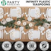 Vista 240 de Party Bargains Disposable Plastic Black Gold Cutlery Set, Infinity Modern Design Utensils, 40 Pack: 16 Forks, 8 Knives, 16 Spoons