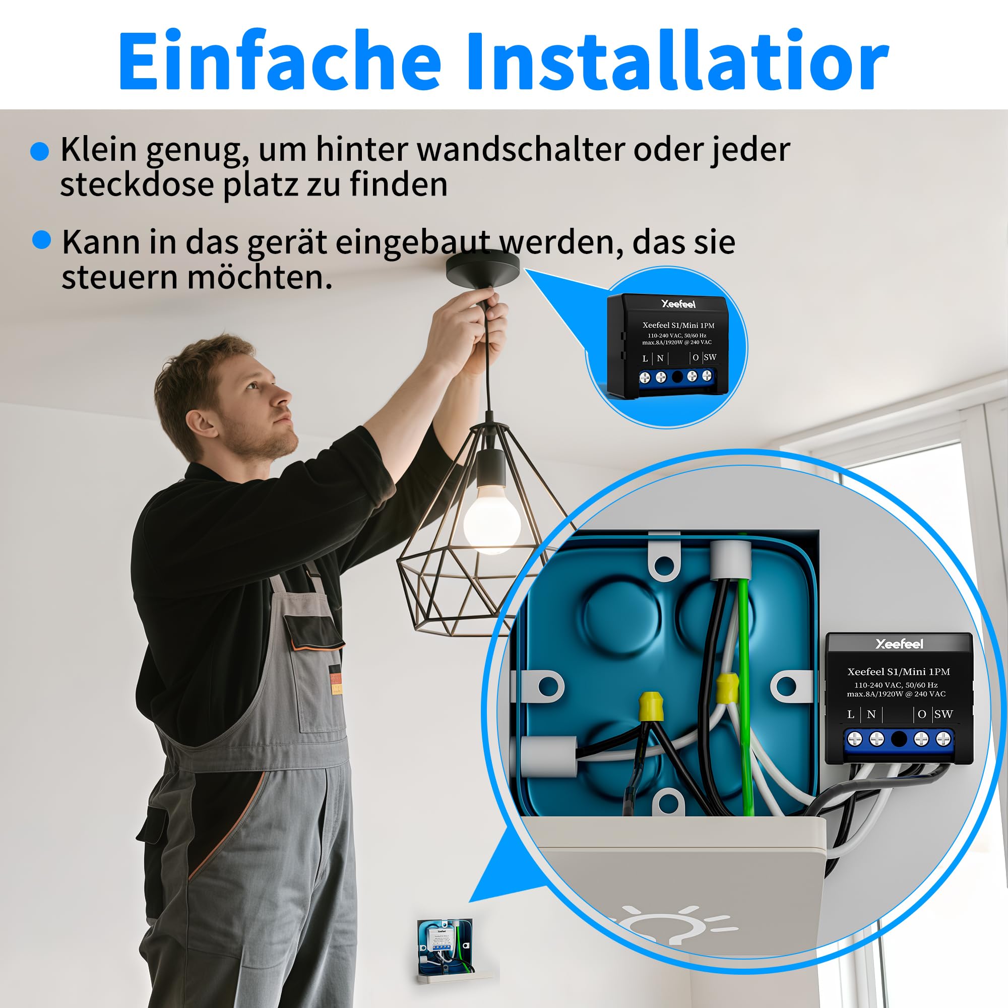 Mini interrupteur relais intelligent Wi-Fi & compteurs électriques intelligents (T3-MINI1PM, Lot de 2)