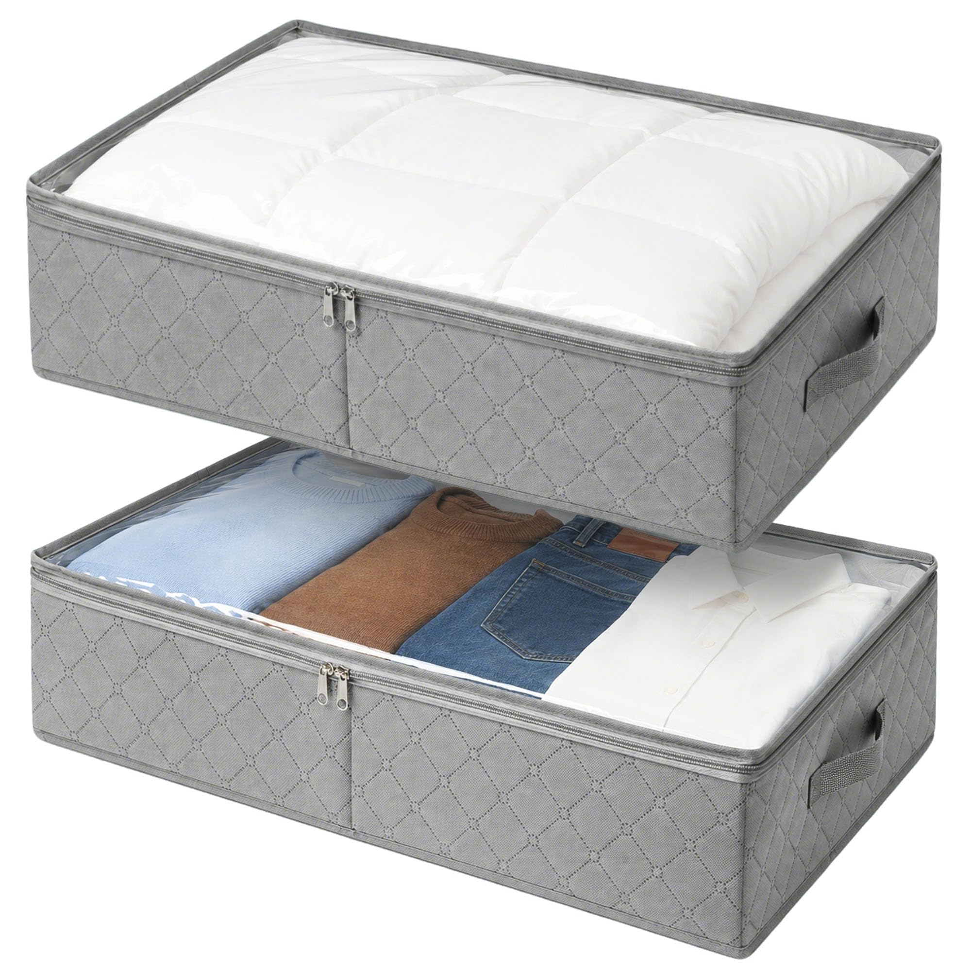 LotFancy - Contenitori sotto il letto, confezione da 2, 61 x 40 x 15 cm