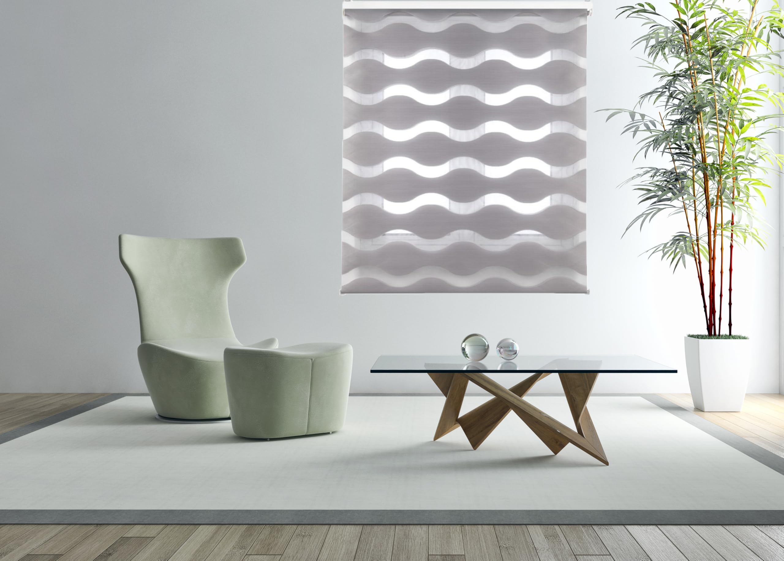Estoralis JEOR | Estor Enrollable Noche y Dia Diseño Moderno | Doble Tejido | Color Gris | 145 x 180 cm (Ancho/Alto) Tamaño Tela 142 x 175 cm | Estores para Ventanas y Puertas